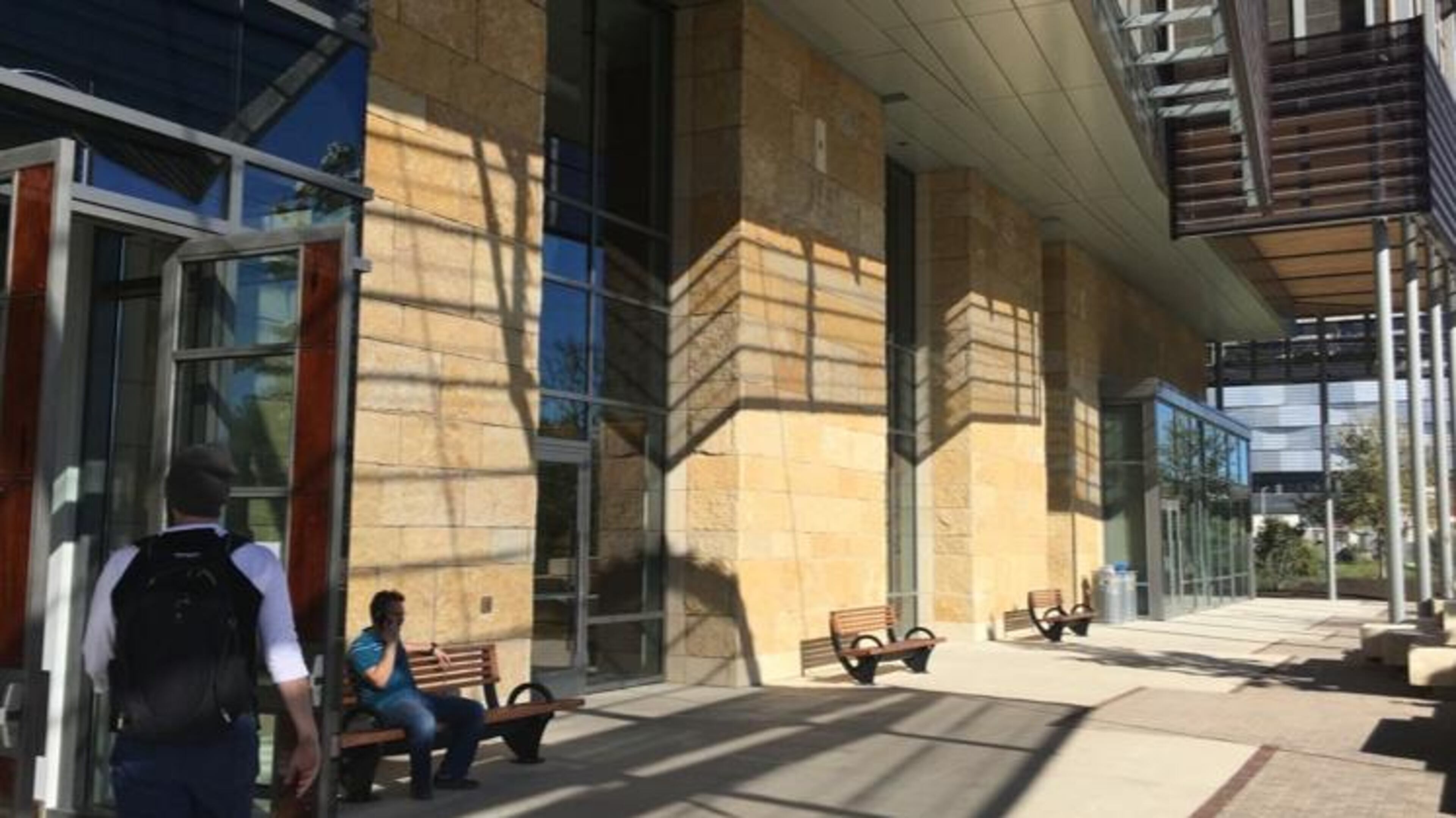 Library officials said these windows on south side of the library had to be scrubbed for profane graffiti Sunday morning. (Photo: Rachel Rice/Austin American-Statesman)