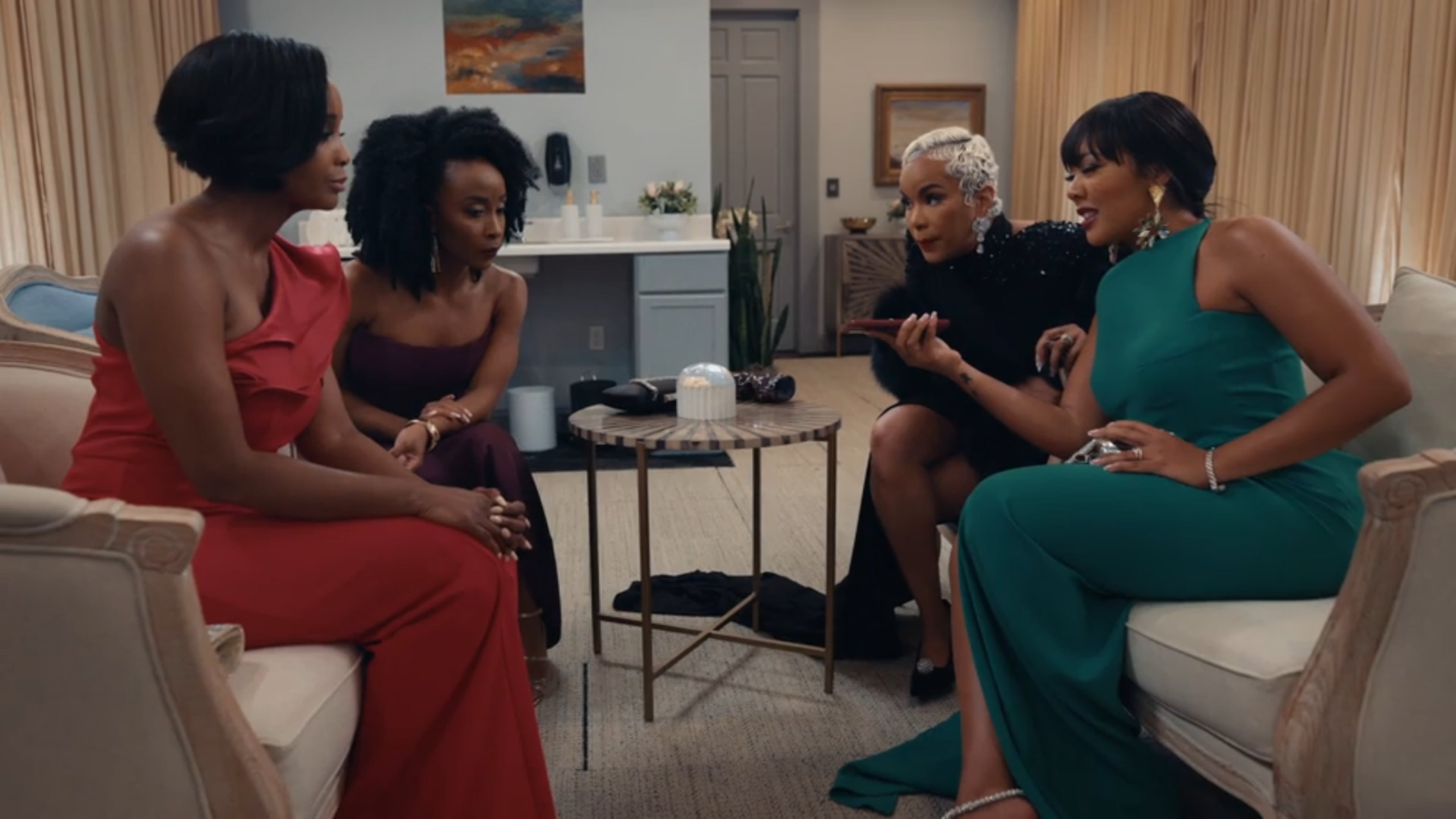 "Tyler Perry's Divorced Sistas" features a group of five tight-knit friends, some divorced, some in troubled marriages. The streaming service says it's already their most successful original dramatic series to date. (Courtesy of BET+)