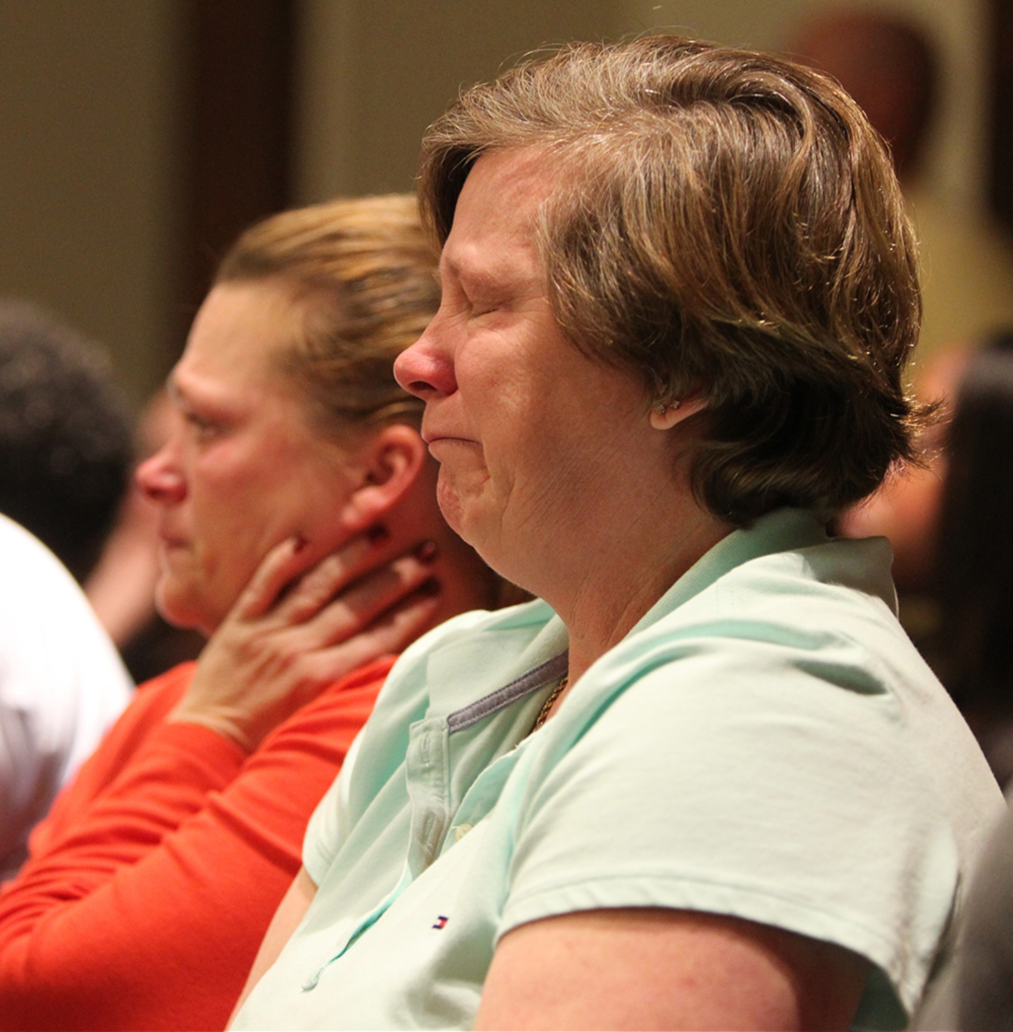 Observers in the gallery of the sentencing for Jose Torres and Kayla Norton weep at the Douglas County Courthouse in Douglasville, Georgia, on Monday, February 27, 2017. Members of both sides of the sentencing, the accused and the victims, shed tears and compassion for Hyesha Bryant as she spoke of her child, what it meant to be a victim of such a crime, and ultimately that she forgave Norton. (HENRY TAYLOR / HENRY.TAYLOR@AJC.COM)