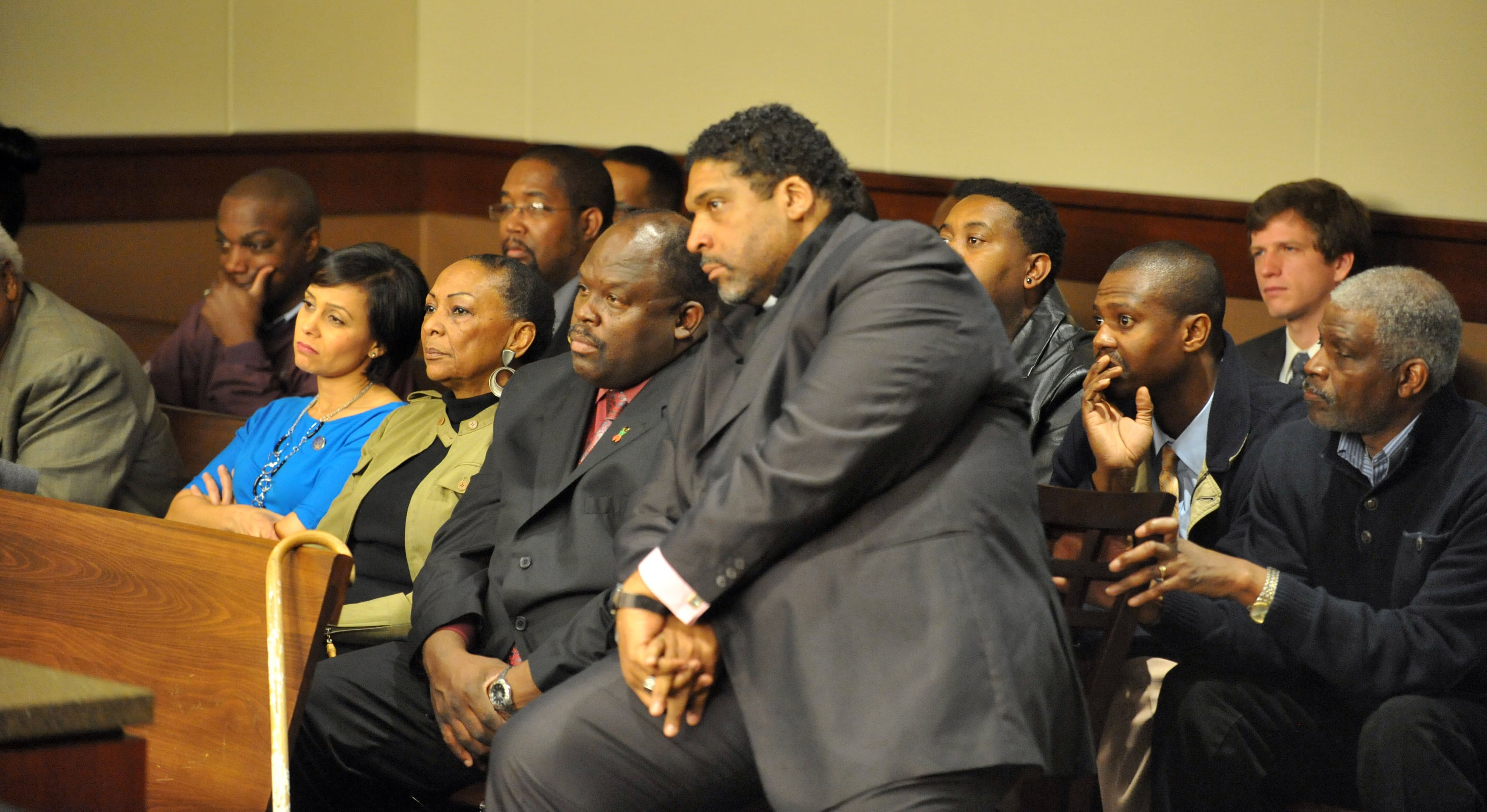 Friends and family filled one side of the courtroom. John McNeil, who was sentenced to life in prison for murdering his contractor, enters a plea Tuesday, February 12, 2013 before Cobb County Superior Court Judge Gregory Poole. The plea is expected to put an end to the appeal he has pending before the Georgia Supreme Court.