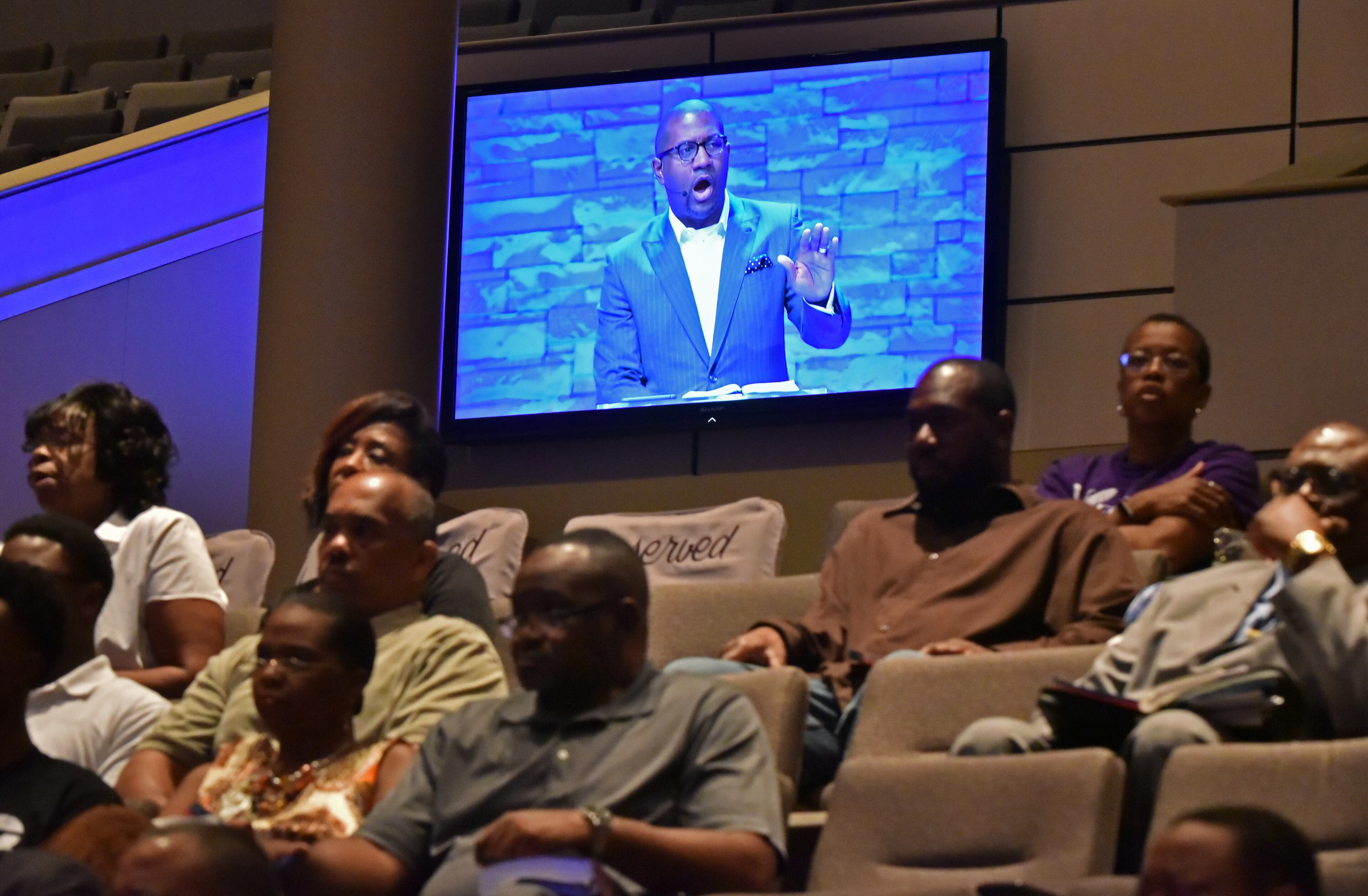 July 10, 2016 Dallas, Texas - Pastor Bryan Carter delivers a sermon at Concord Church in Dallas on Sunday, July 10, 2016. HYOSUB SHIN / HSHIN@AJC.COM