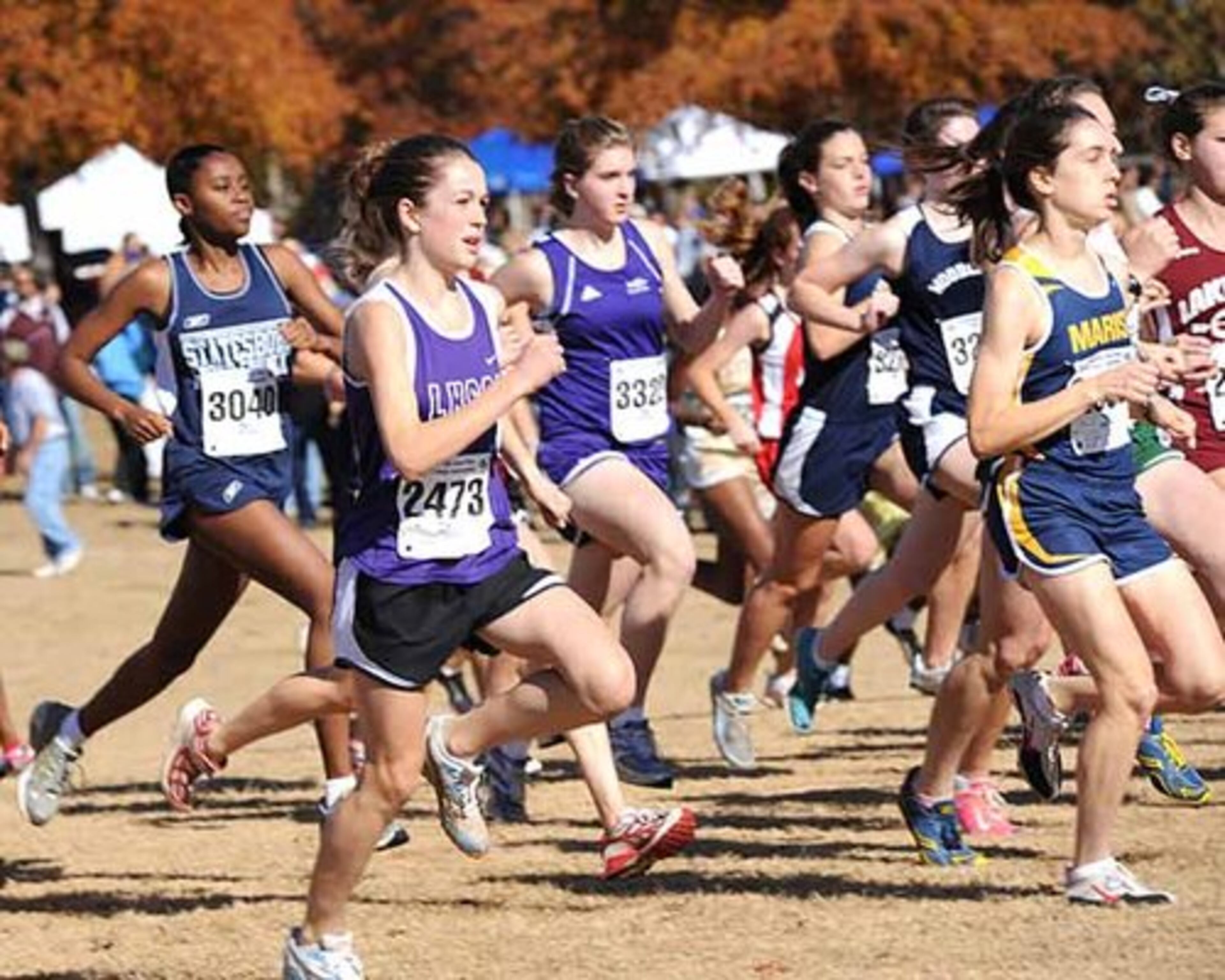 Lakeside's Meghan Wetterhall (front) and the rest of the girls field takes off to start the 4-A final.