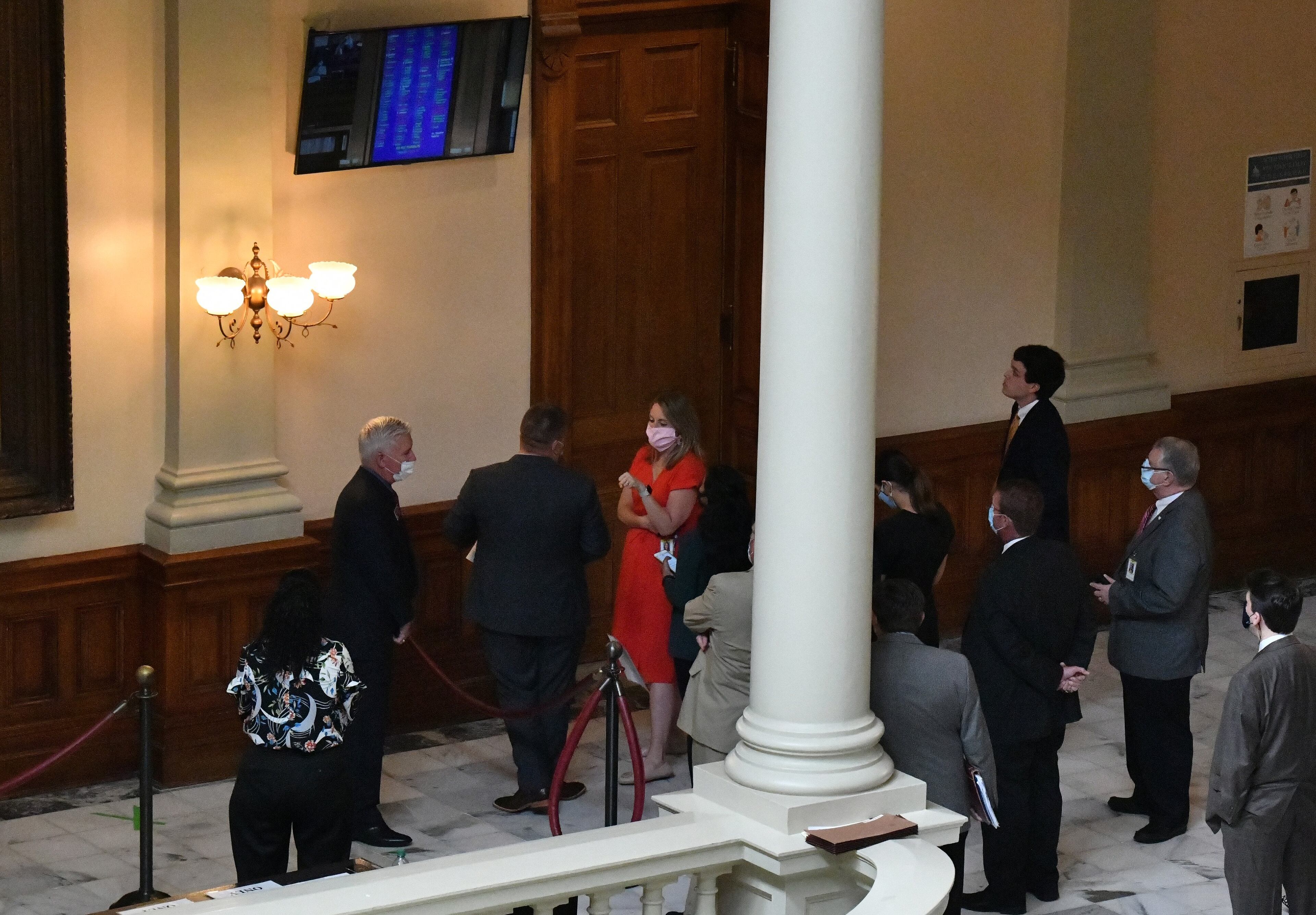 June 26, 2020 Atlanta - Lobbyists monitor the result of SB-402, which is being voted in the House Chambers, on the last of the legislative session at Georgia State Capitol on Friday, June 26, 2020. (Hyosub Shin / Hyosub.Shin@ajc.com)