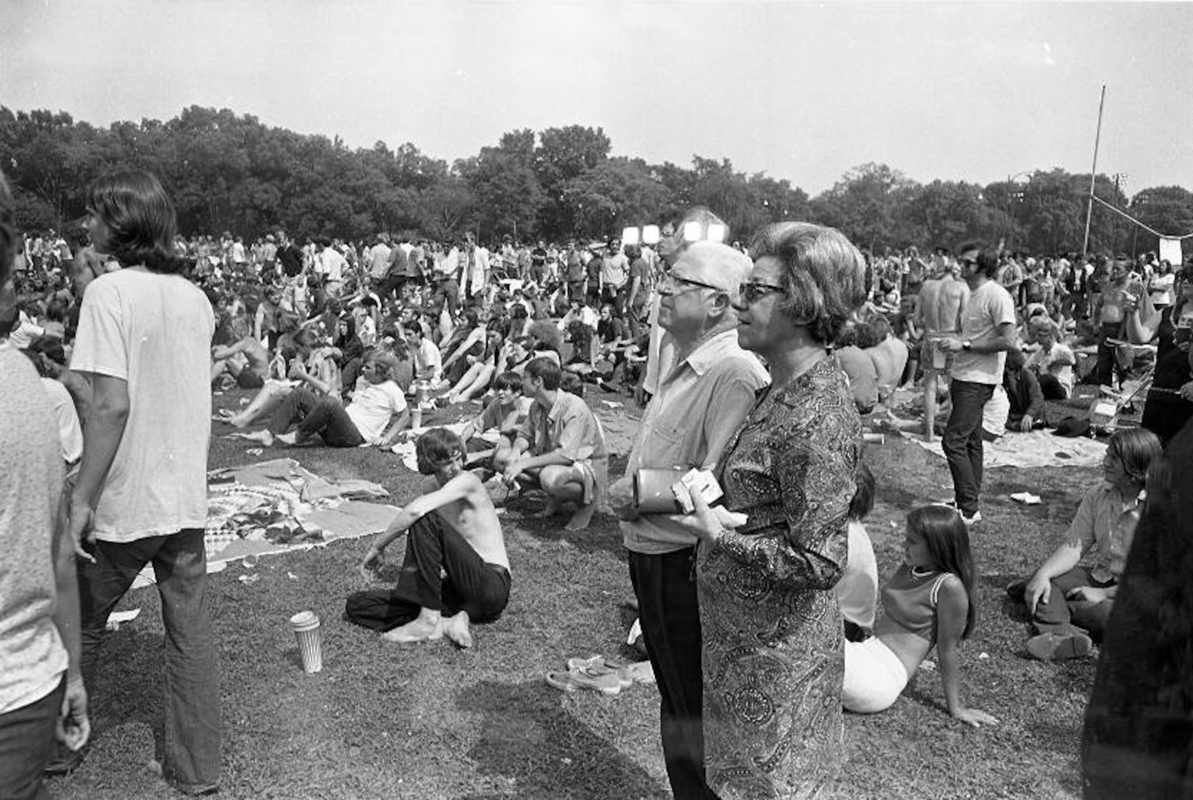 A variety of audience members enjoy a free concert in Piedmont Park by the Celestial Voluptuous Banana in a photograph from 1970. Photo: Tom Coffin