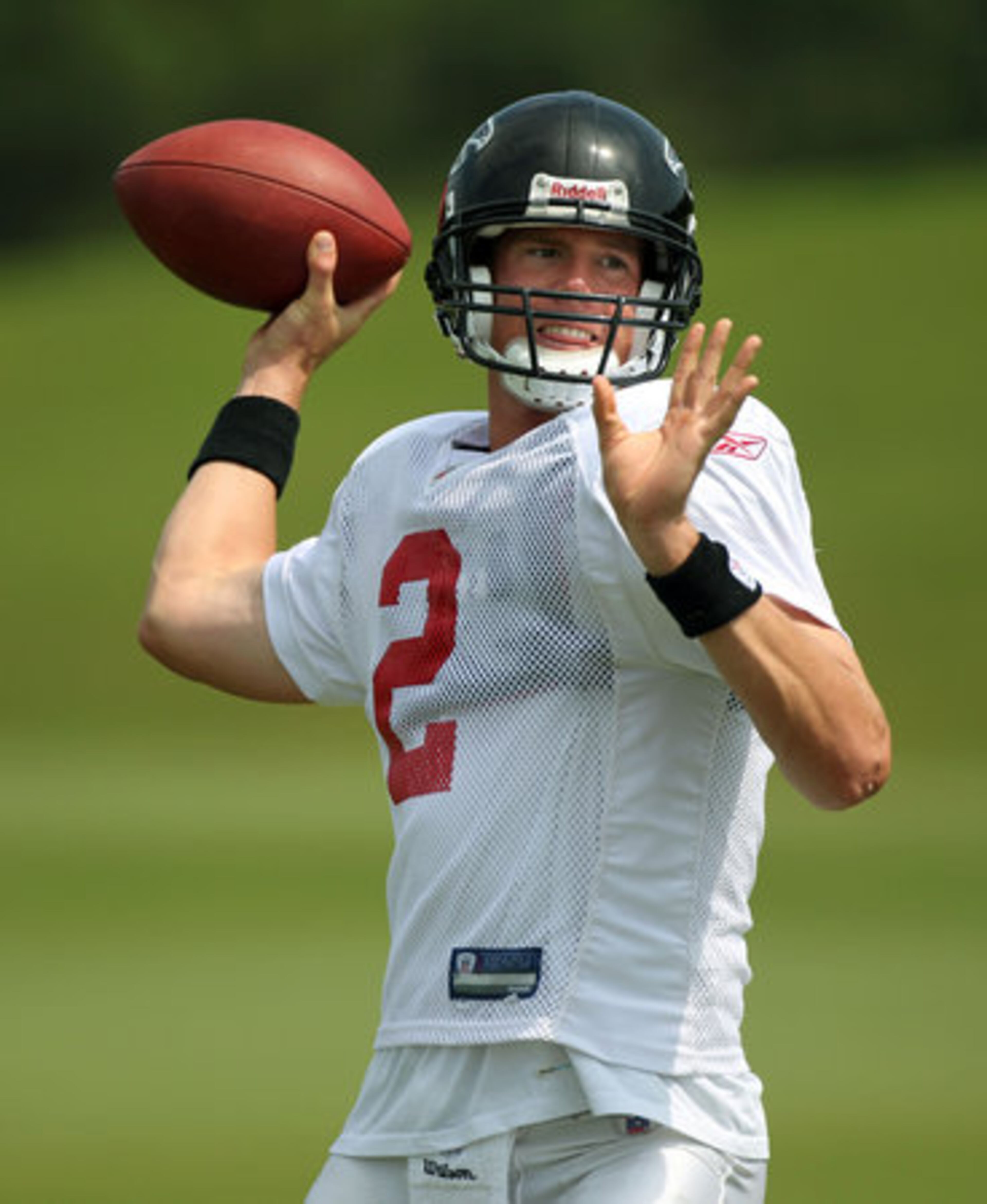 Atlanta Falcons quarterback Matt Ryan attempts a pass during practice at Falcons training camp Wednesday afternoon in Flowery Branch, Ga., Sept. 8, 2010. The Falcons are preparing for their season opener on the road against the Pittsburgh Steelers Sunday Sept. 12, 2010.