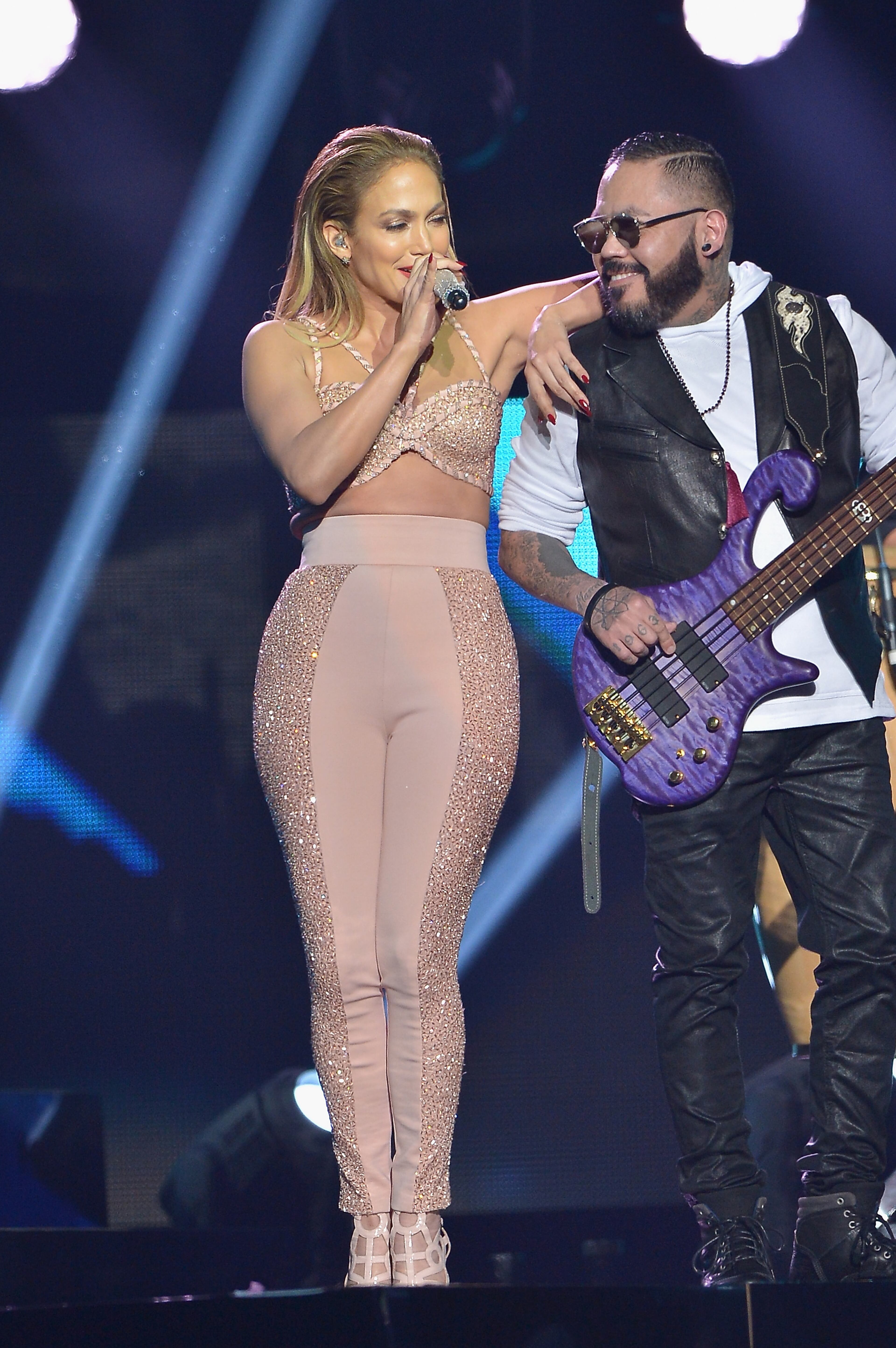 MIAMI, FL - APRIL 30: Jennifer Lopez performs musical tribute to Selena while performing with Los Dinos onstage at the 2015 Billboard Latin Music Awards presented bu State Farm on Telemundo at Bank United Center on April 30, 2015 in Miami, Florida. (Photo by Rodrigo Varela/Getty Images)