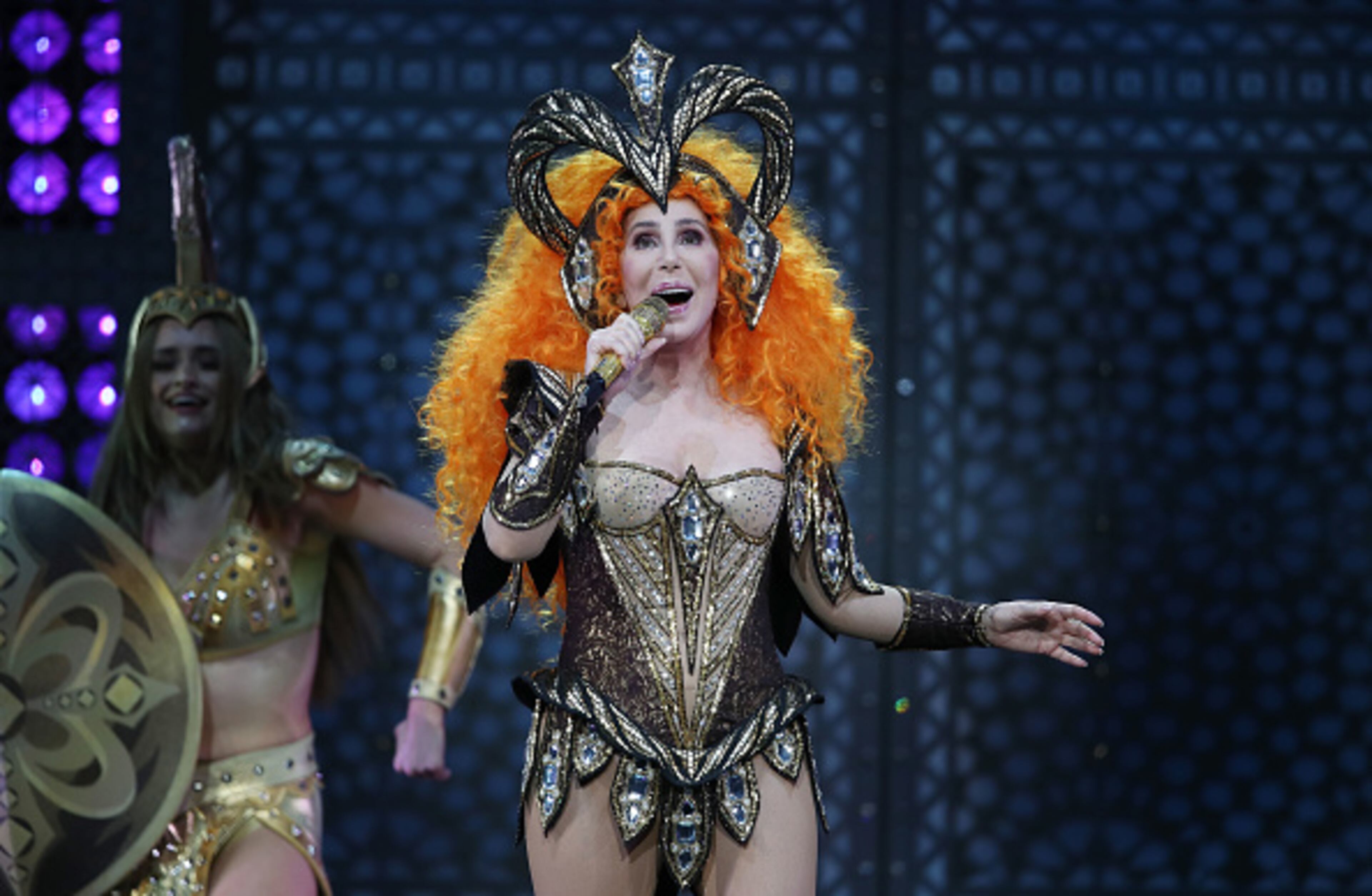 MELBOURNE, AUSTRALIA - OCTOBER 03: Cher performs during her Here We Go Again Tour at Rod Laver Arena on October 3, 2018 in Melbourne, Australia. (Photo by Scott Barbour/Getty Images)