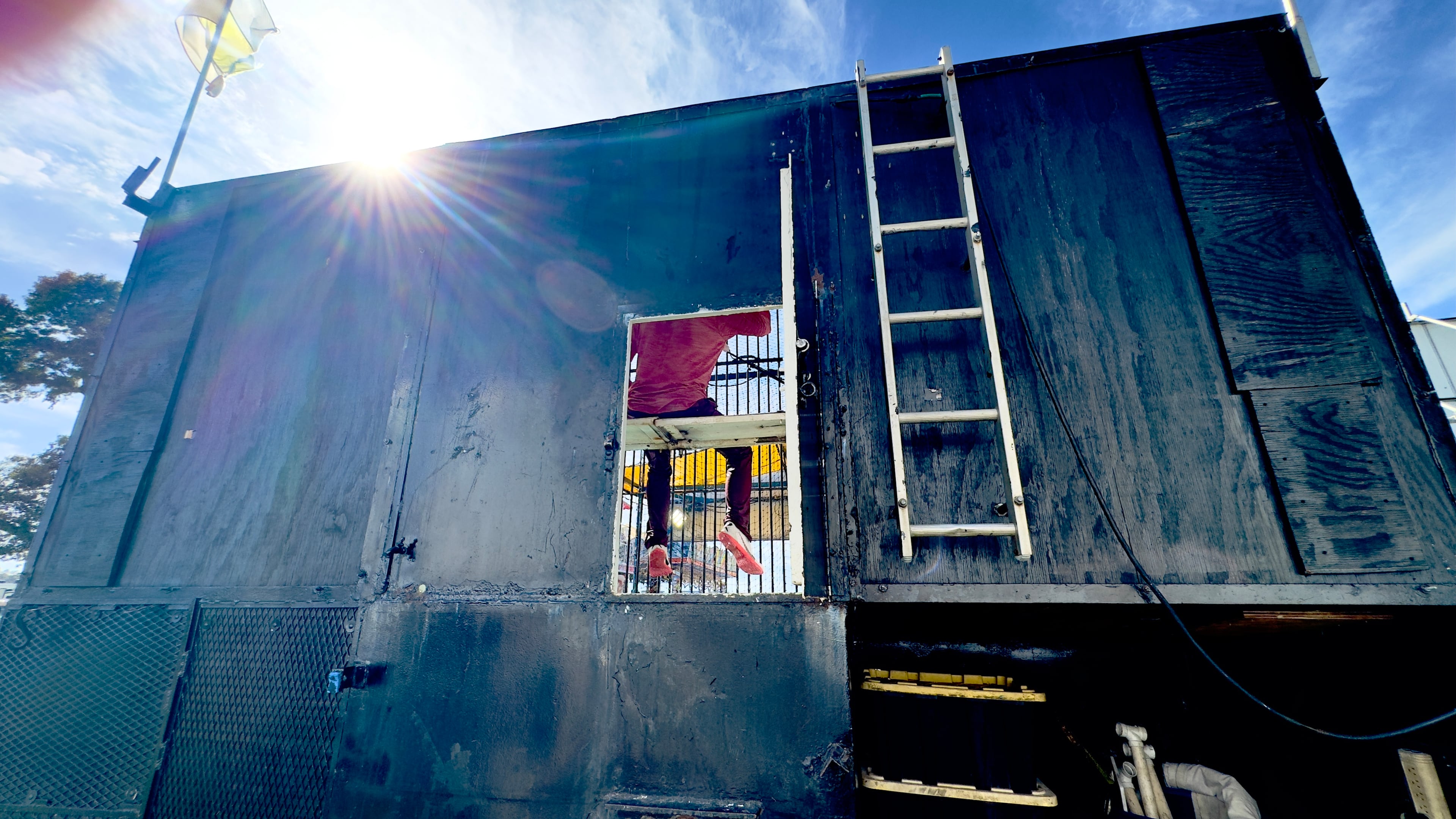 A rear view of the dunking-booth tank at the Georgia National Fair, which runs through Sunday in the Houston County city of Perry. (Joe Kovac Jr./AJC)