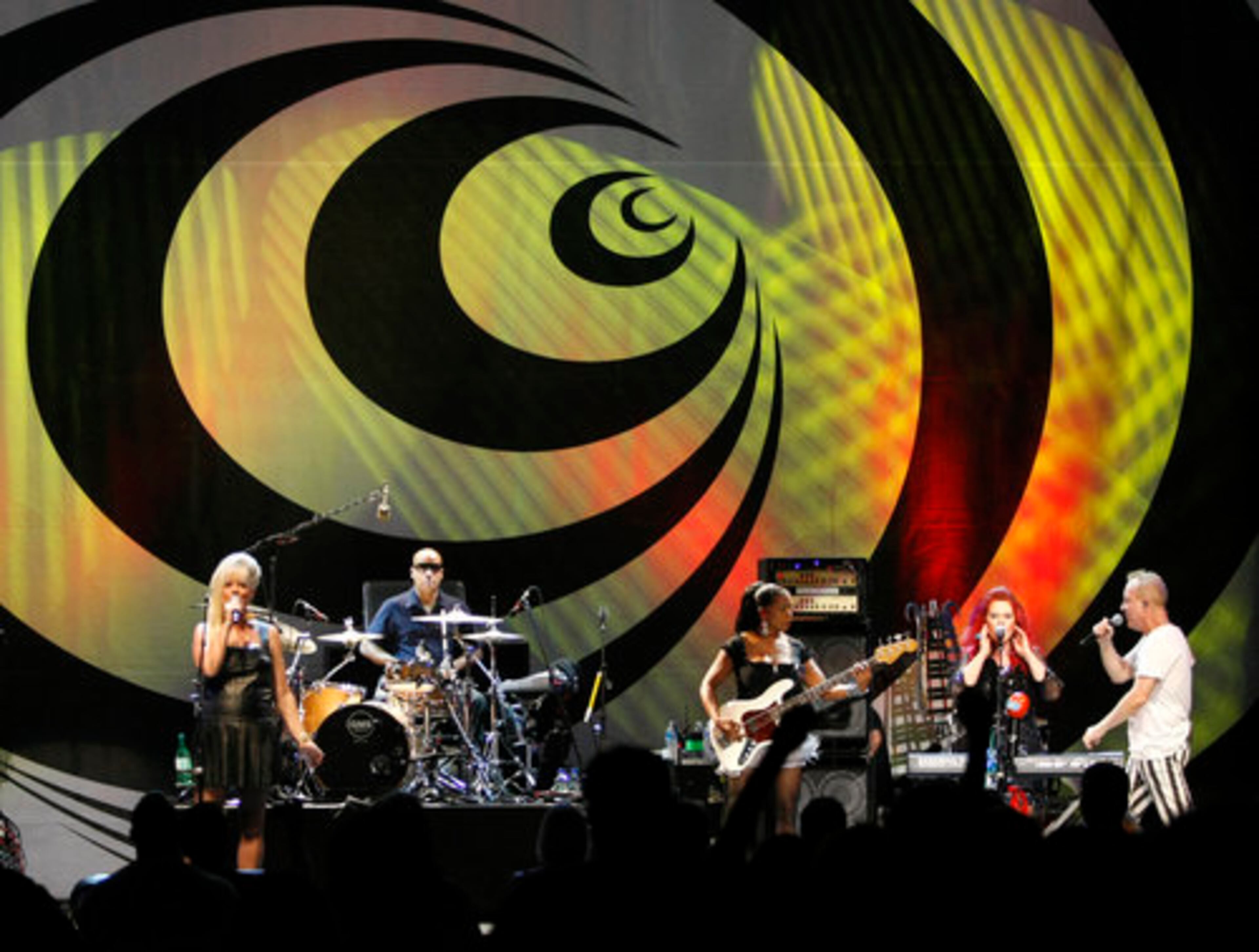 The B-52s American New Wave band, formed in Athens, Georgia, in 1976, perform at Chastain Park Amphitheater on Wednesday, August 25, 2010.