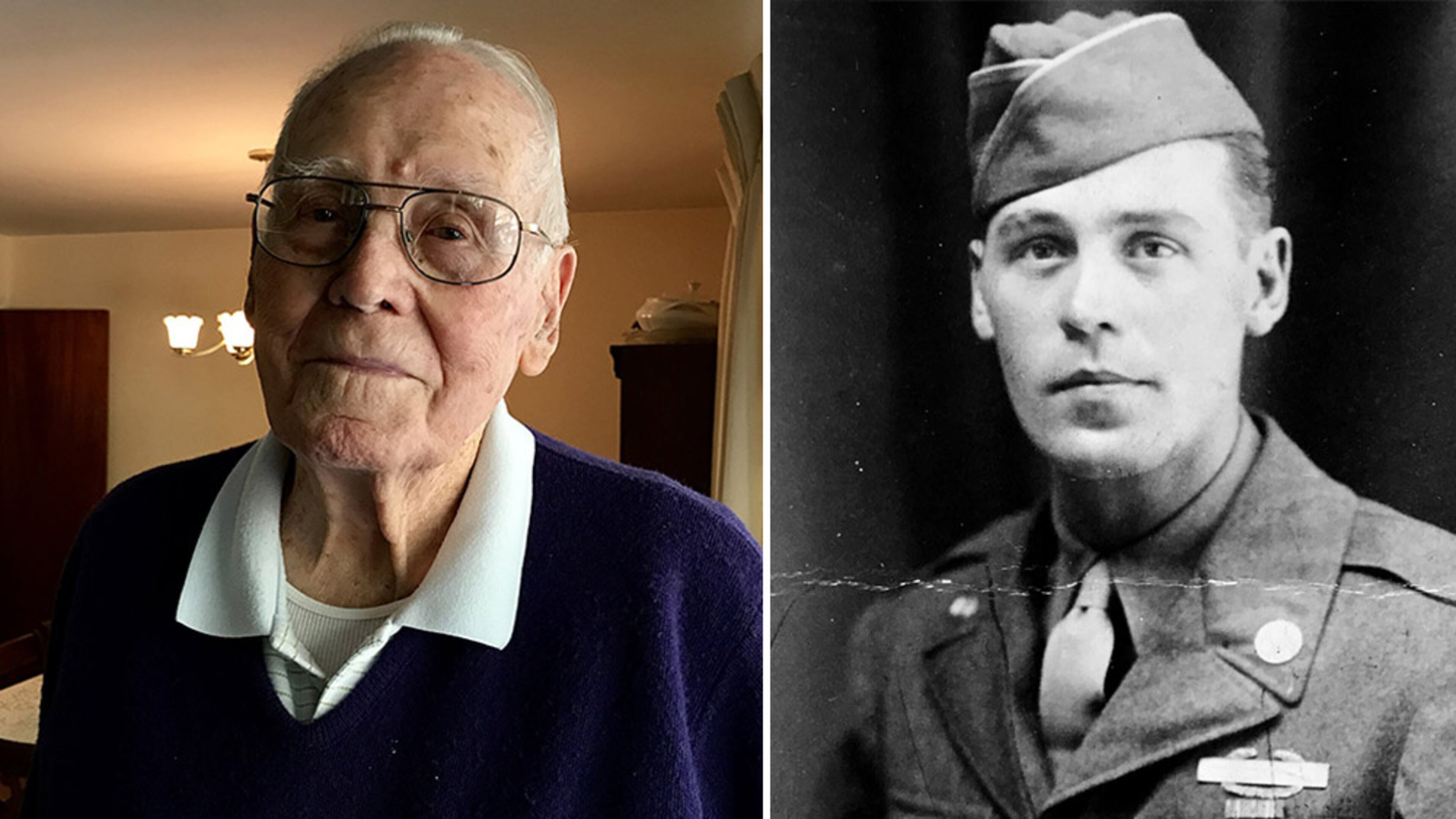 Elbert Dobbs, a 96-year-old retired truck driver who lives in Peachtree City, got called up to serve in the U.S. Army in 1944. At war’s end, he was in Austria, near one of Hitler’s vacation homes. The photo at the right was taken 72 years ago. (left: MARK DAVIS / right: Family photo)