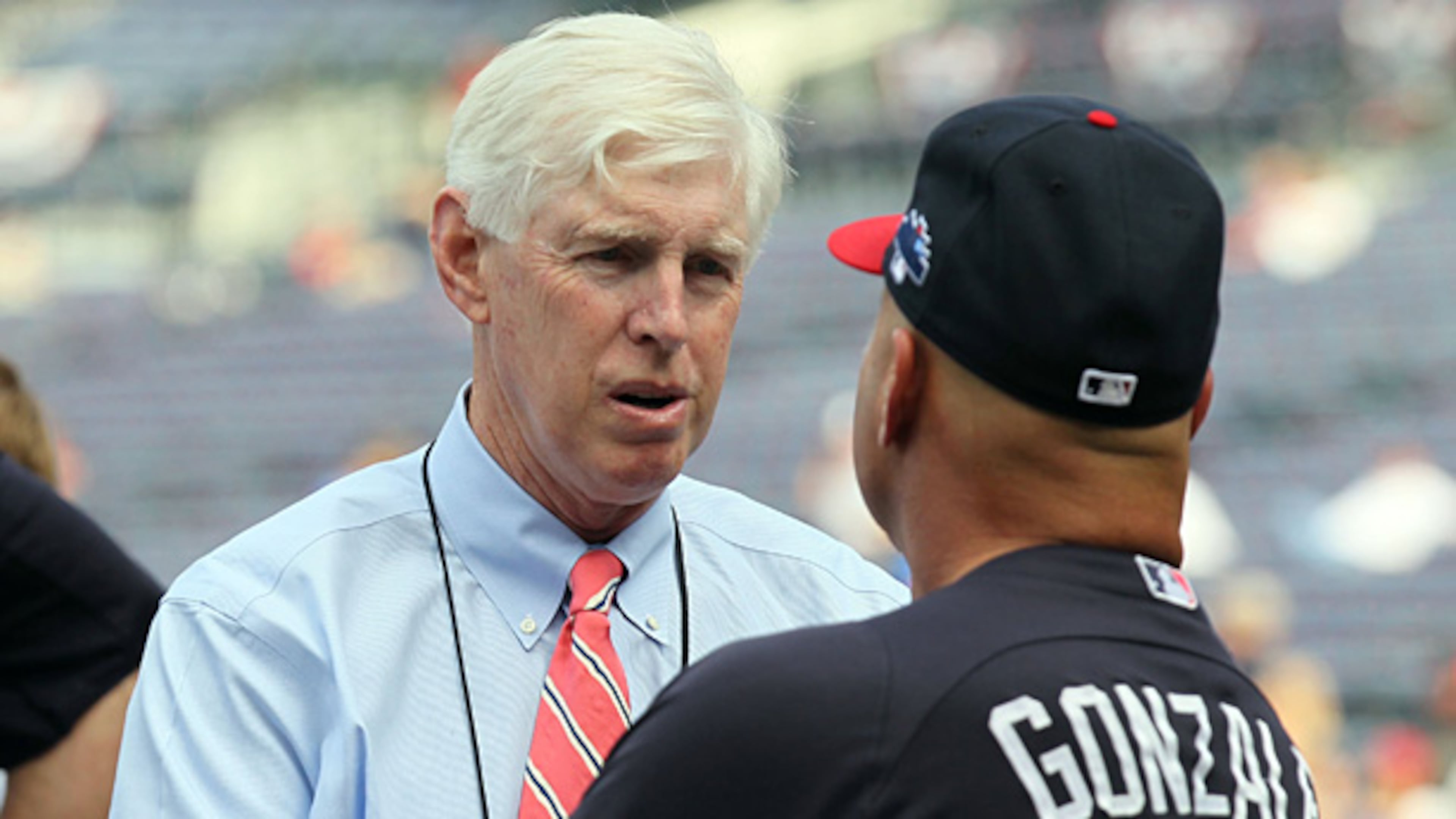 OCTOBER 4, 2013 ATLANTA Braves chairman Terry McGuirk talks with Atlanta Braves manager Fredi Gonzalez (33) before the second game of the National League Division series between the Los Angeles Dodgers and Atlanta Braves at Turner Field, Friday, October 4, 2013. PHIL SKINNER / PSKINNER@AJC.COM Braves CEO Terry McGuirk promised accountability this season. (Phil Skinner/AJC)