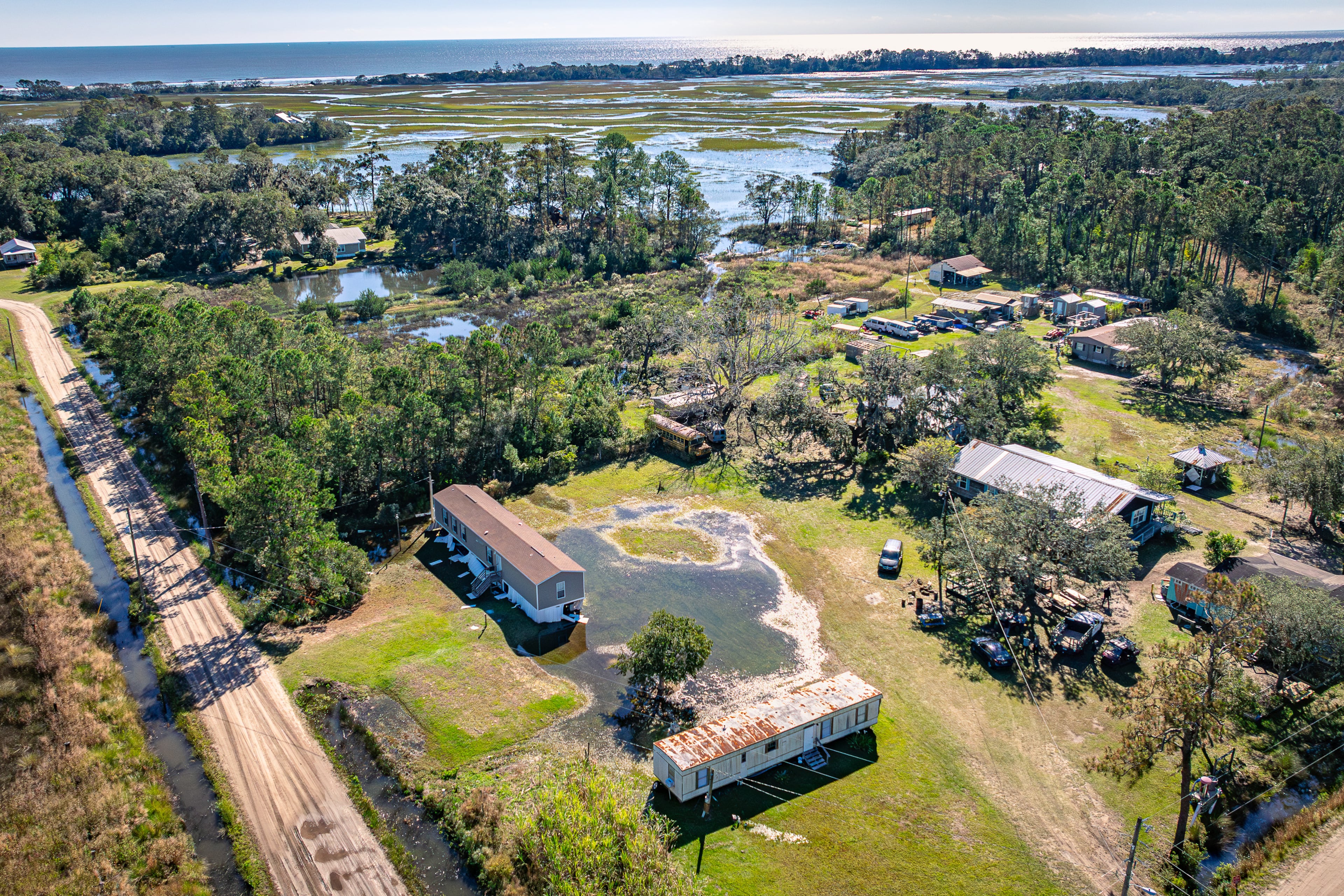 High tide flooding in the Hog Hummock Community on Sapelo Island, GA, November 16, 2024. (Justin Taylor for the AJC)