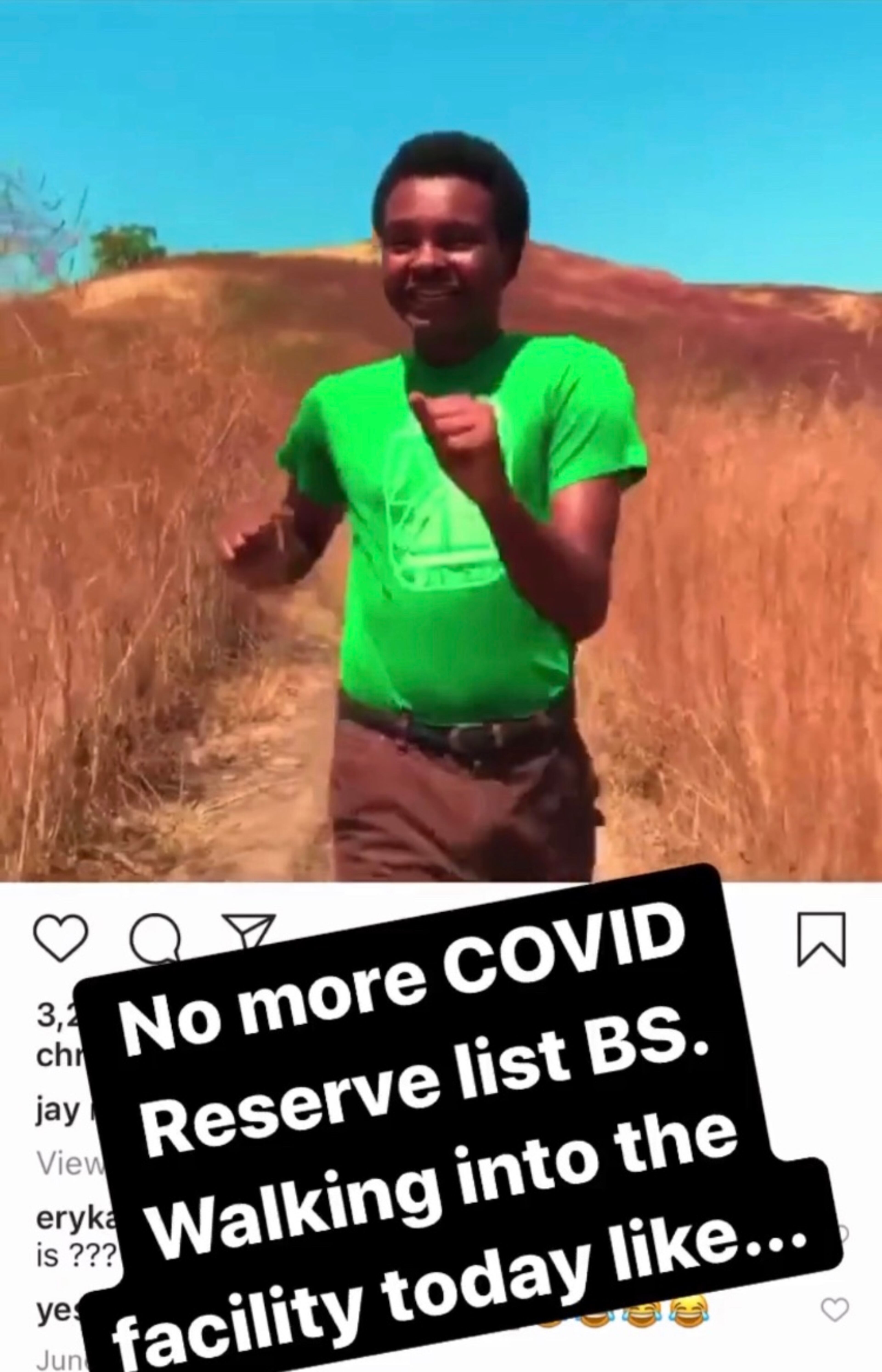 Screenshot from Smith's Instagram story on his @beef31 page today, Aug. 13, 2020.