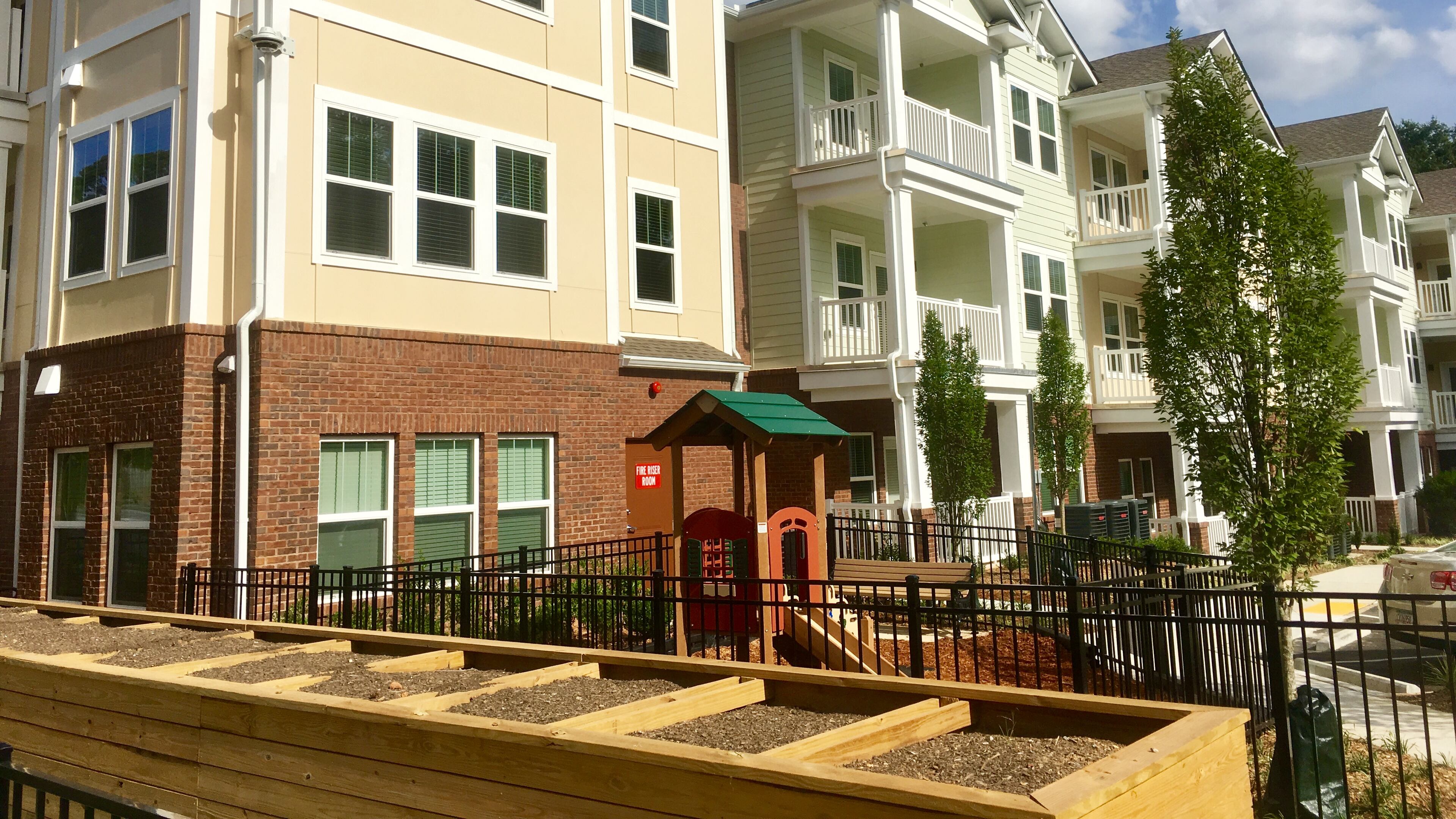 Decatur’s new Oakview Walk apartments features 34 units, 27 that are affordable housing (for families up to 60% of area median income) and seven that are work force housing units (for families up to 100% of area median income). Bill Banks for the AJC