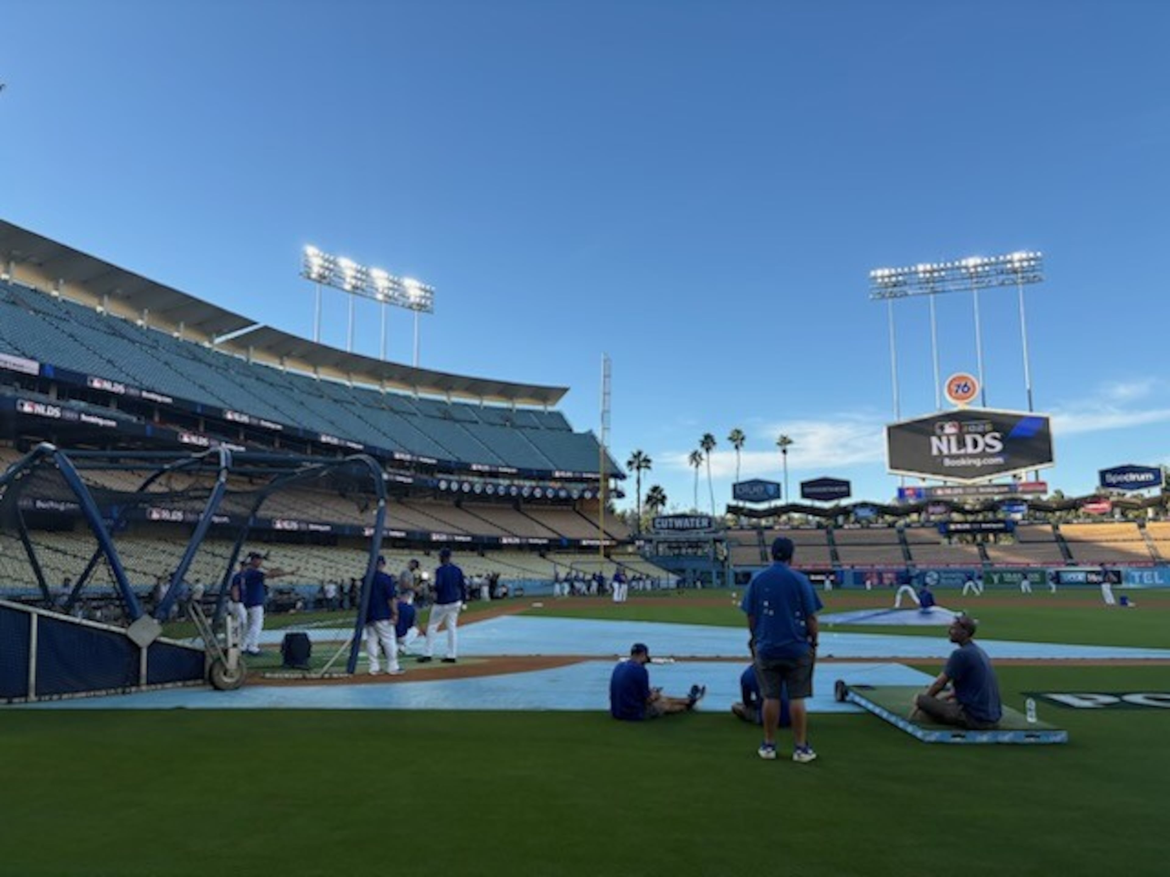 A walk through Dodger Stadium on Friday included a good look at the hexagonal scoreboards. (Ken Sugiura/AJC)