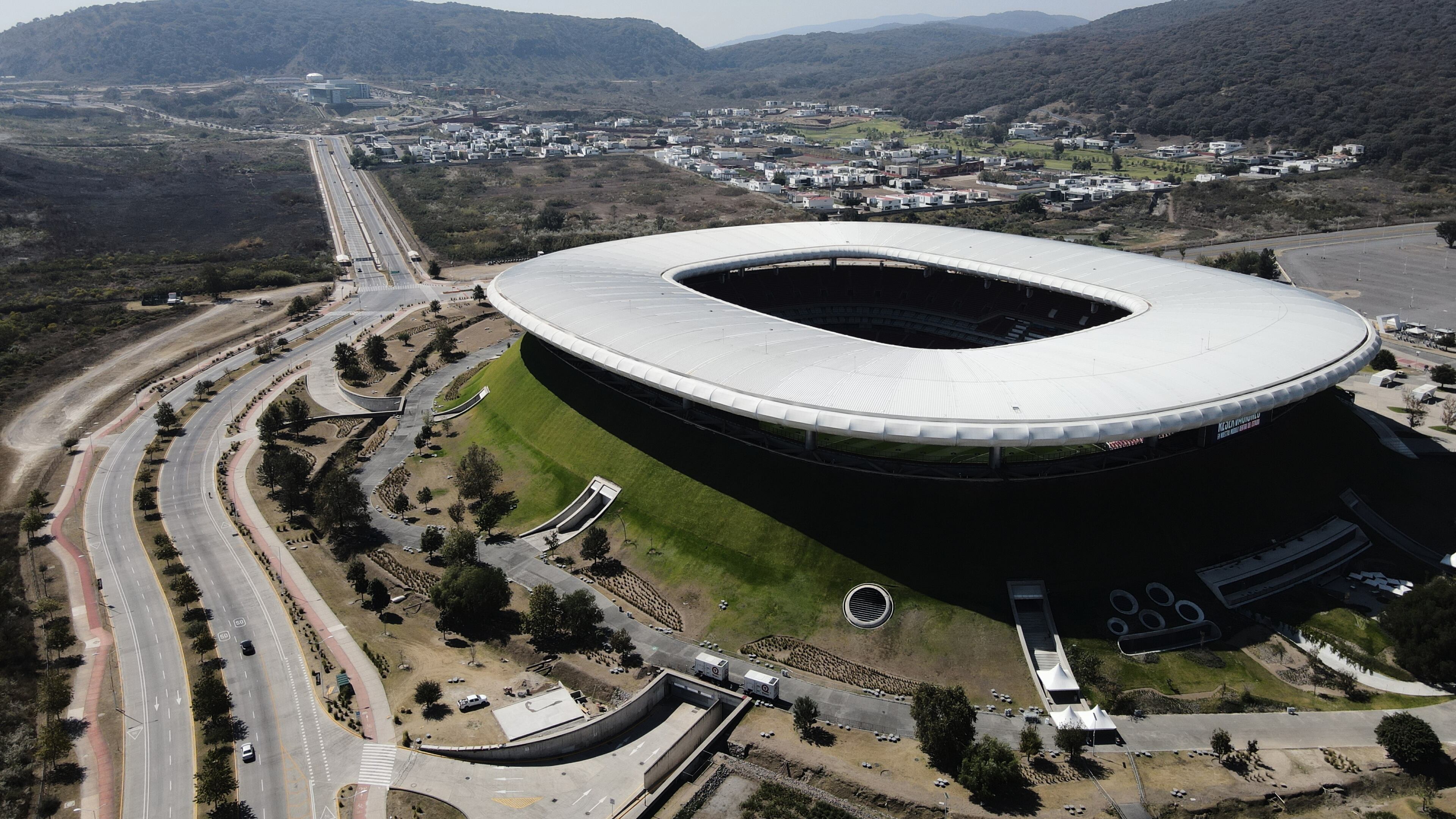 Akron Stadium, a venue for the 2026 FIFA World Cup, stands in Guadalajara, Mexico, Tuesday, Jan. 24, 2026. (AP Photo/Marco Ugarte)