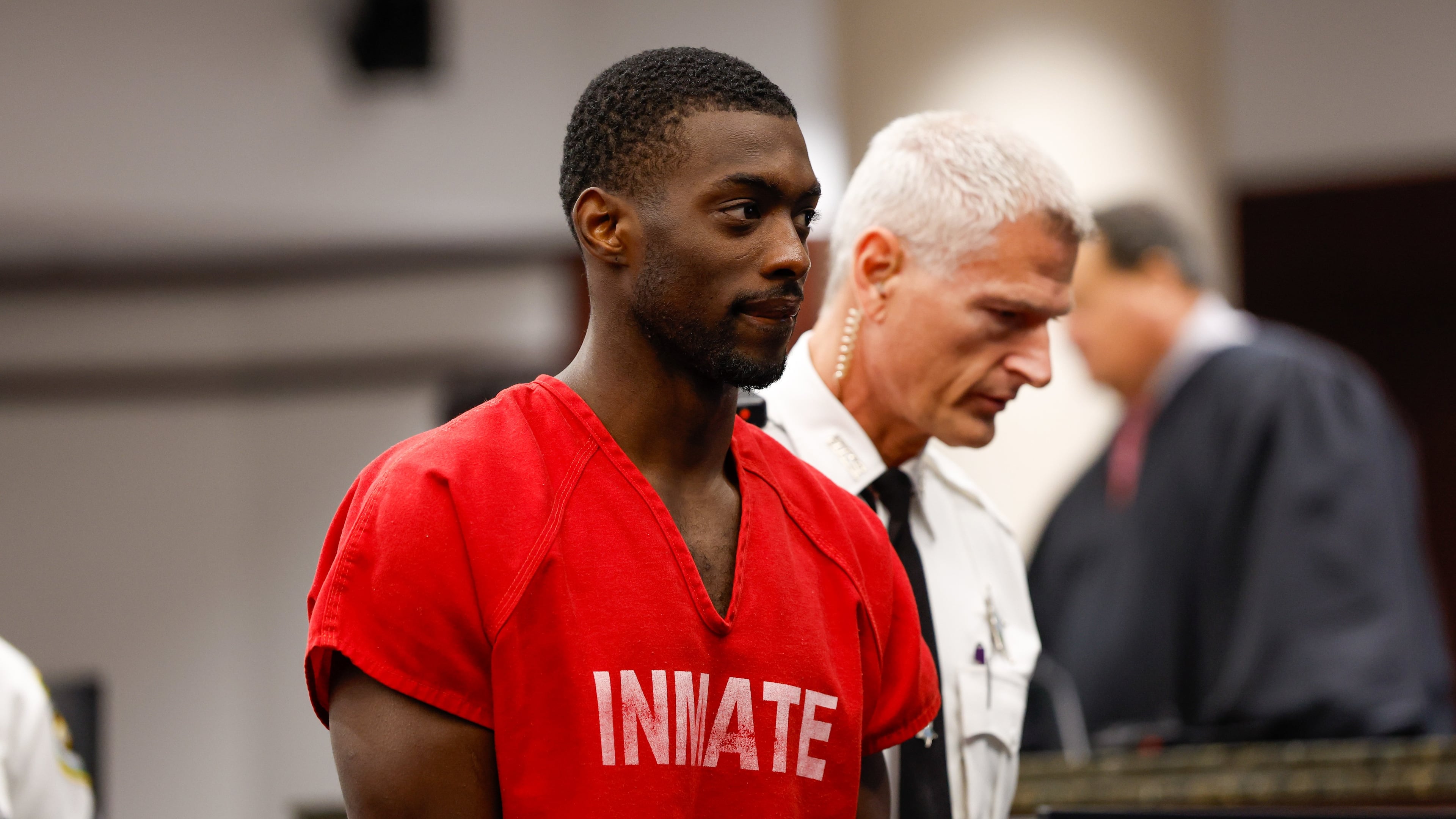 Terrion Arnold, a Detroit Lions cornerback, leaves during the conclusion of his pretrial detention hearing at the Hillsborough County Courthouse on Monday, June 29, 2026, in Tampa, Fla. (Jefferee Woo/Tampa Bay Times via AP)