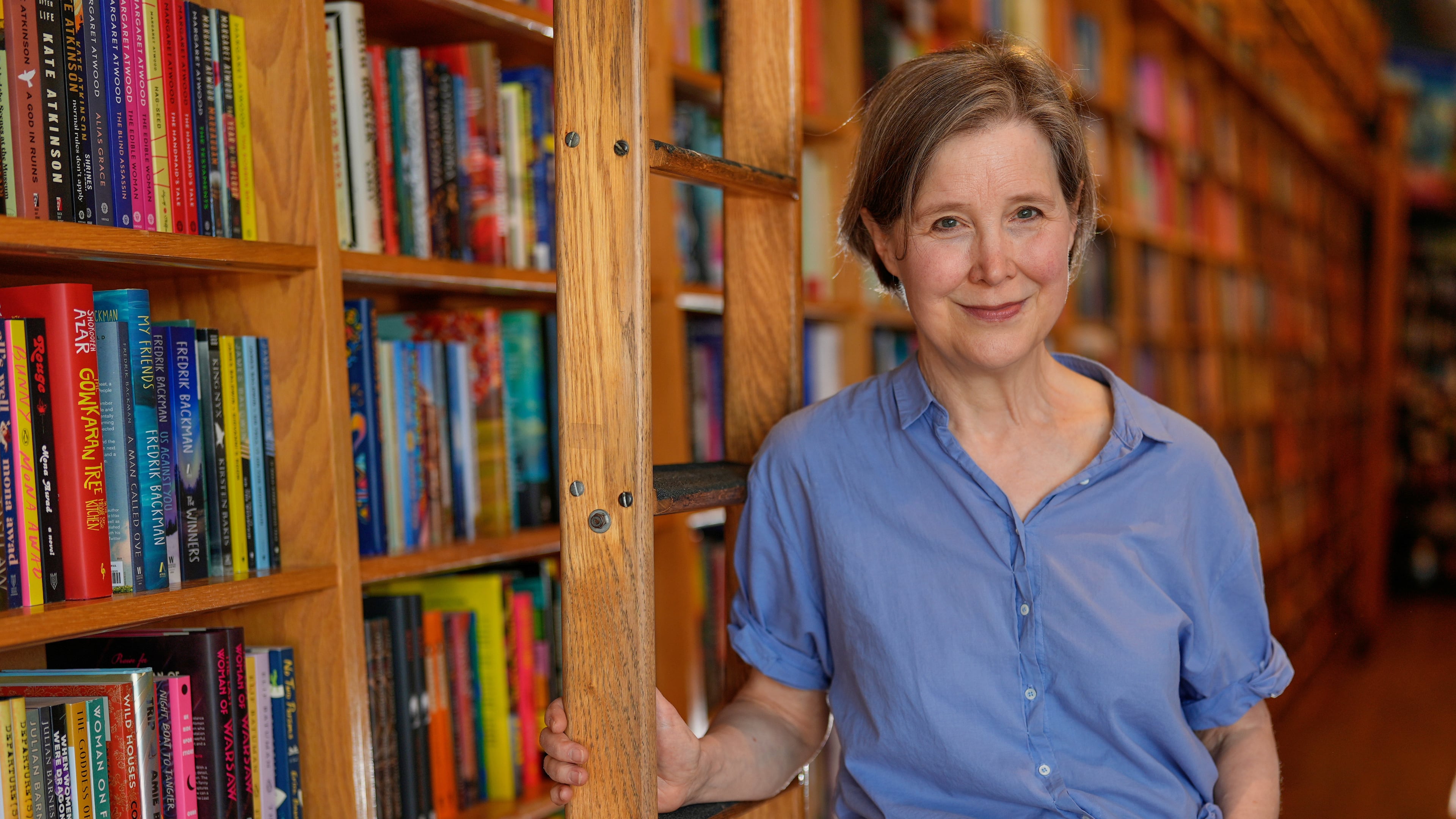 FILE - Author Ann Patchett poses for a portrait at her bookstore in Nashville, Tenn., on April 22, 2026. (AP Photo/George Walker IV, File)