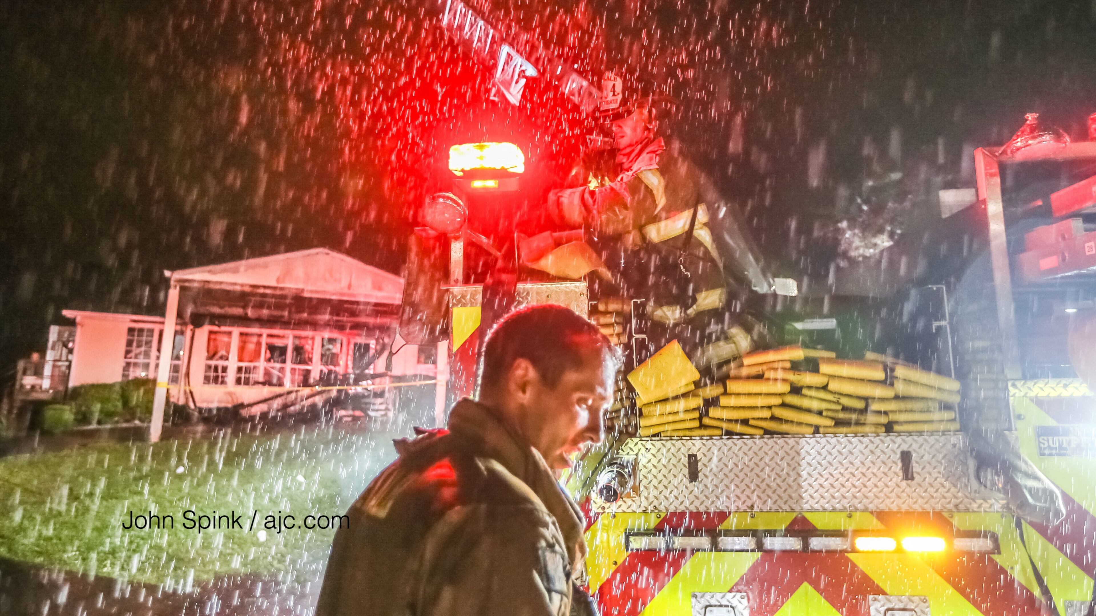A fire ripped through a DeKalb County day care and caused the roof to collapse early Monday.