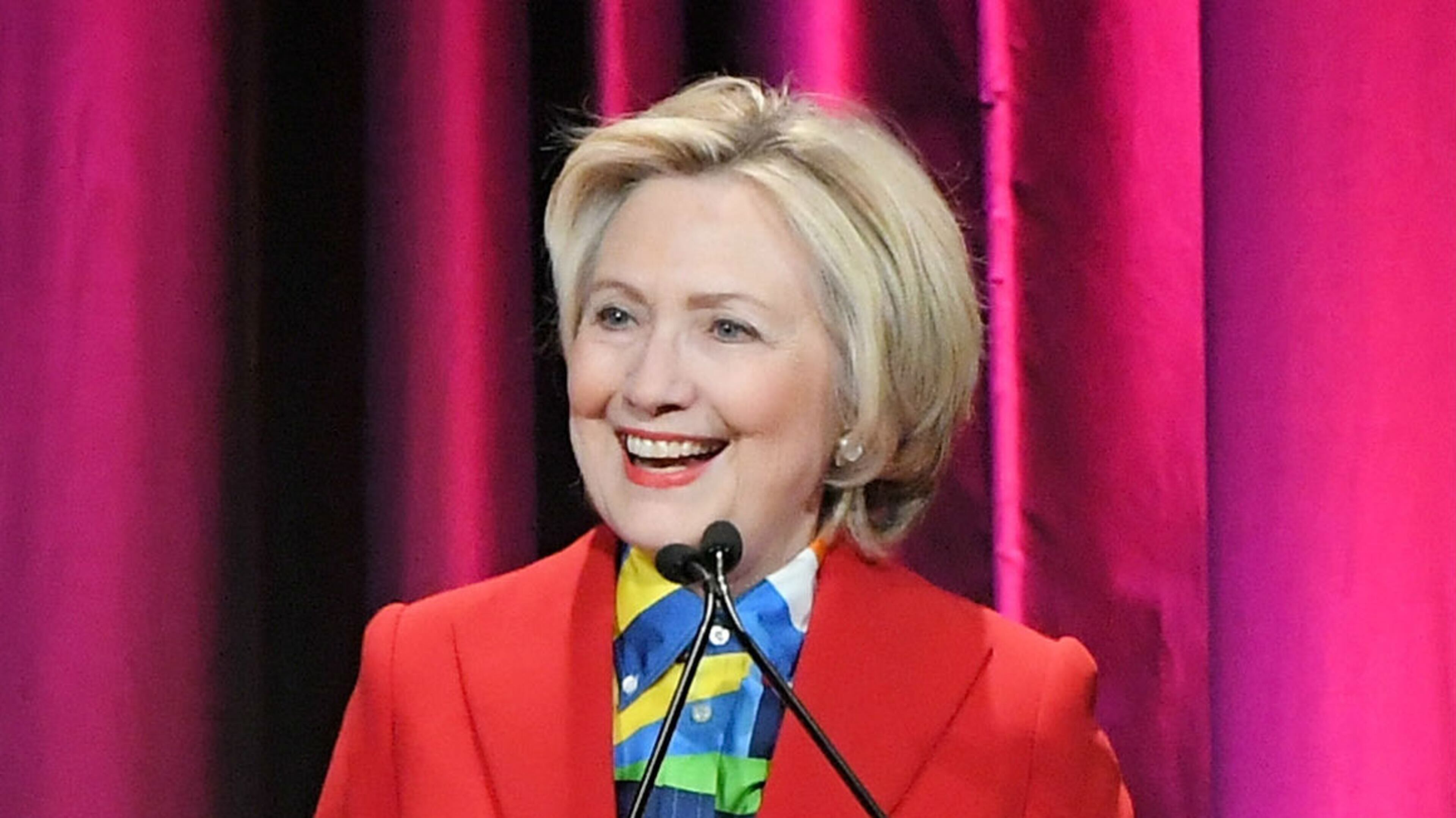 Hillary Clinton is among the female leaders tributed in a photo series from New York-area Girl Scouts in celebration of Women's History Month. (Photo by Mike Coppola/Getty Images)