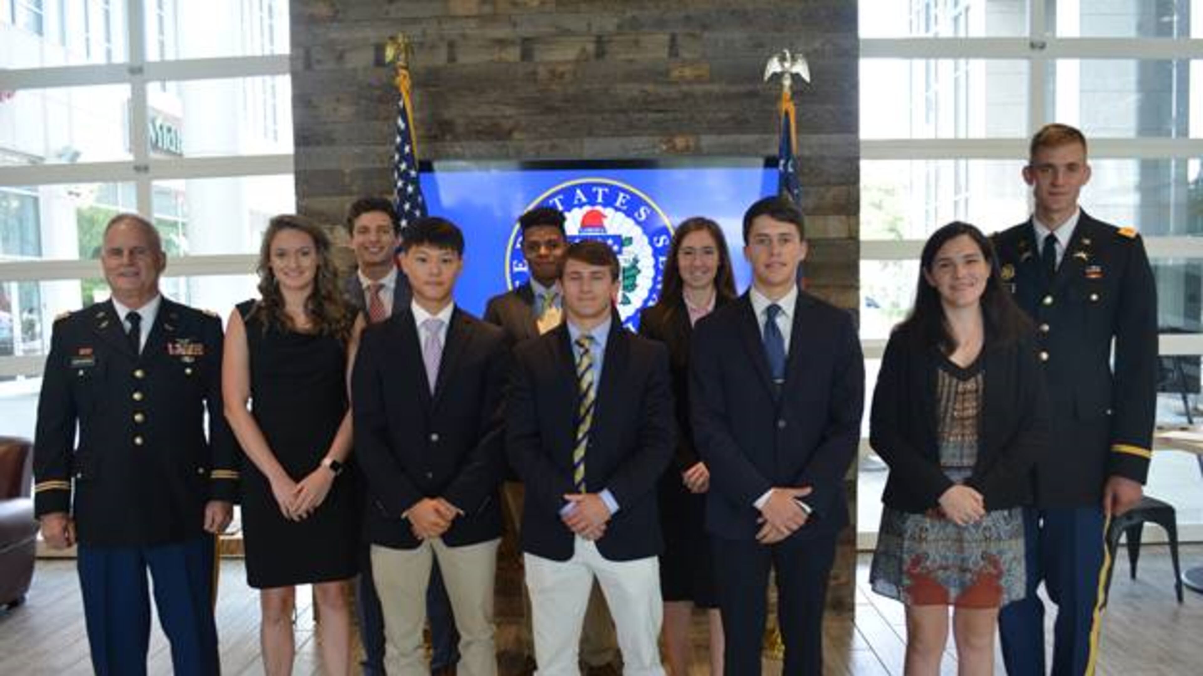 Lt. Col. Ken Konstanzer, Julia Davis, Payton Rawson, Sung O, Anthony Odom, Kyle Samuels, Emmi Schakat, Tim Leurart, Kathryn Brewer, Second Lt. Trey Grindley