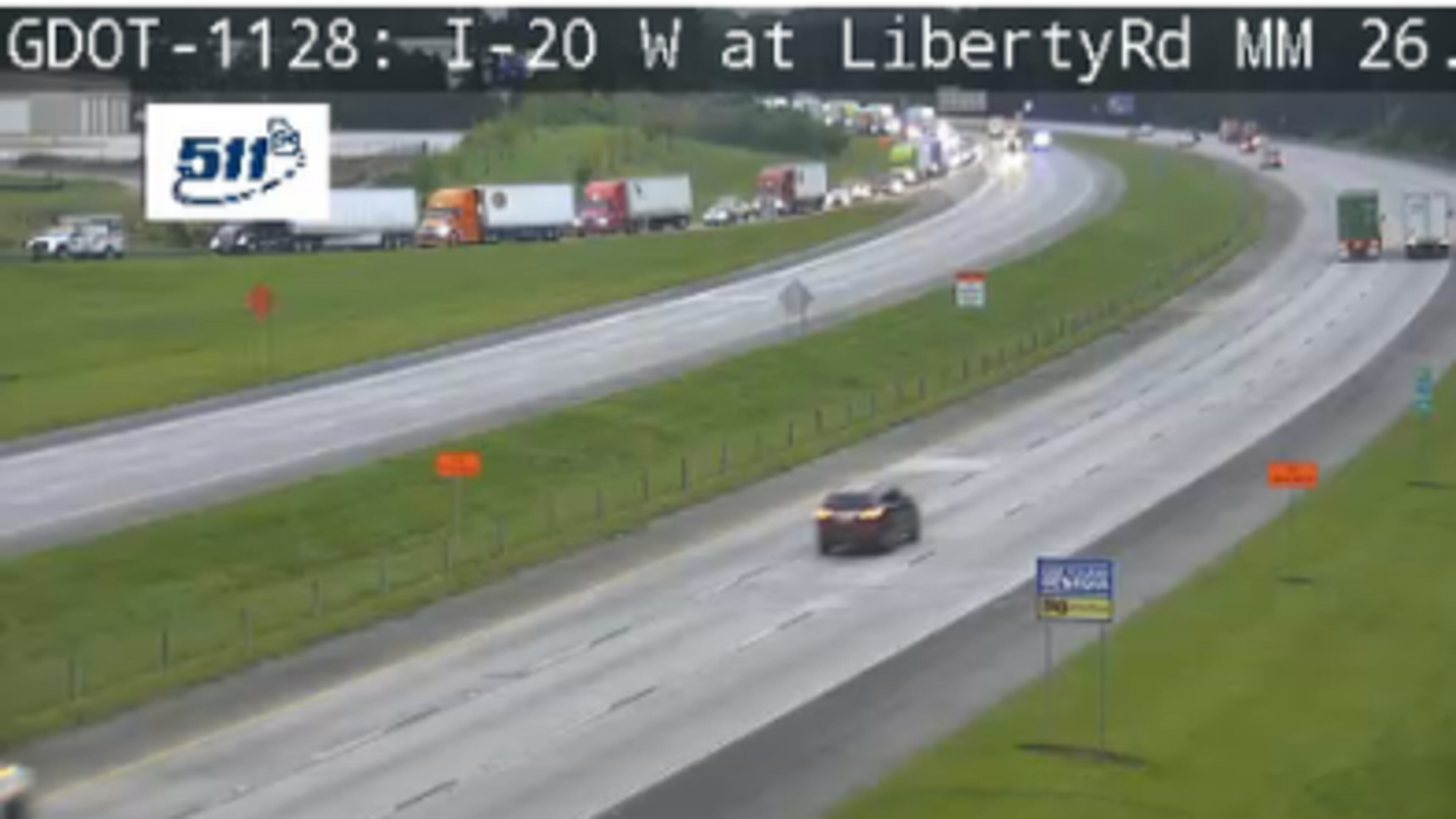 A crash along I-20 East has closed all lanes early Monday. (Georgia Department of Transportation)