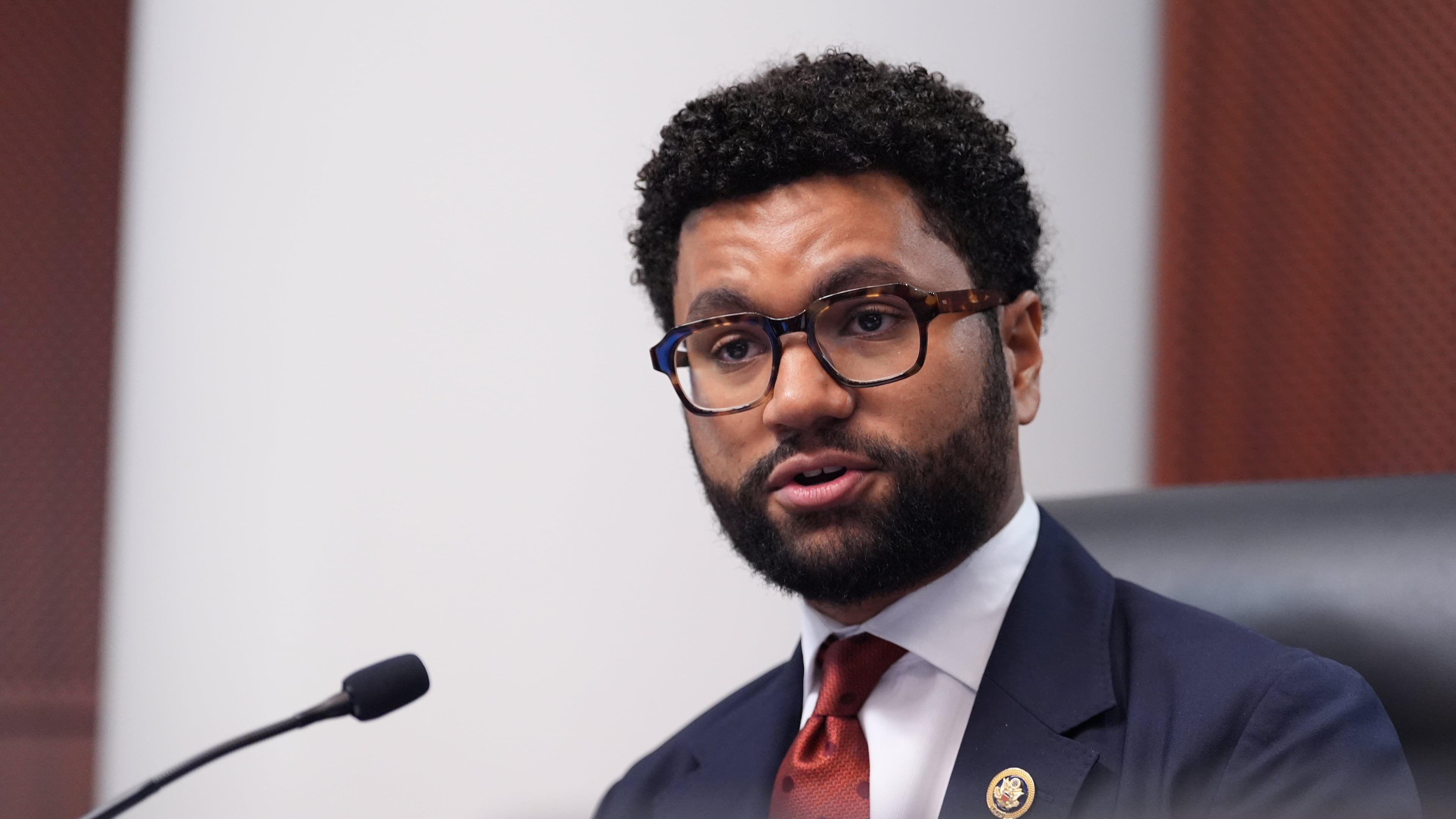 FILE - Rep. Maxwell Frost, D-Fla., speaks during a field hearing by House Oversight Committee Democrats focused on the Epstein Investigation, May 12, 2026, in West Palm Beach, Fla. (AP Photo/Rebecca Blackwell, File)
