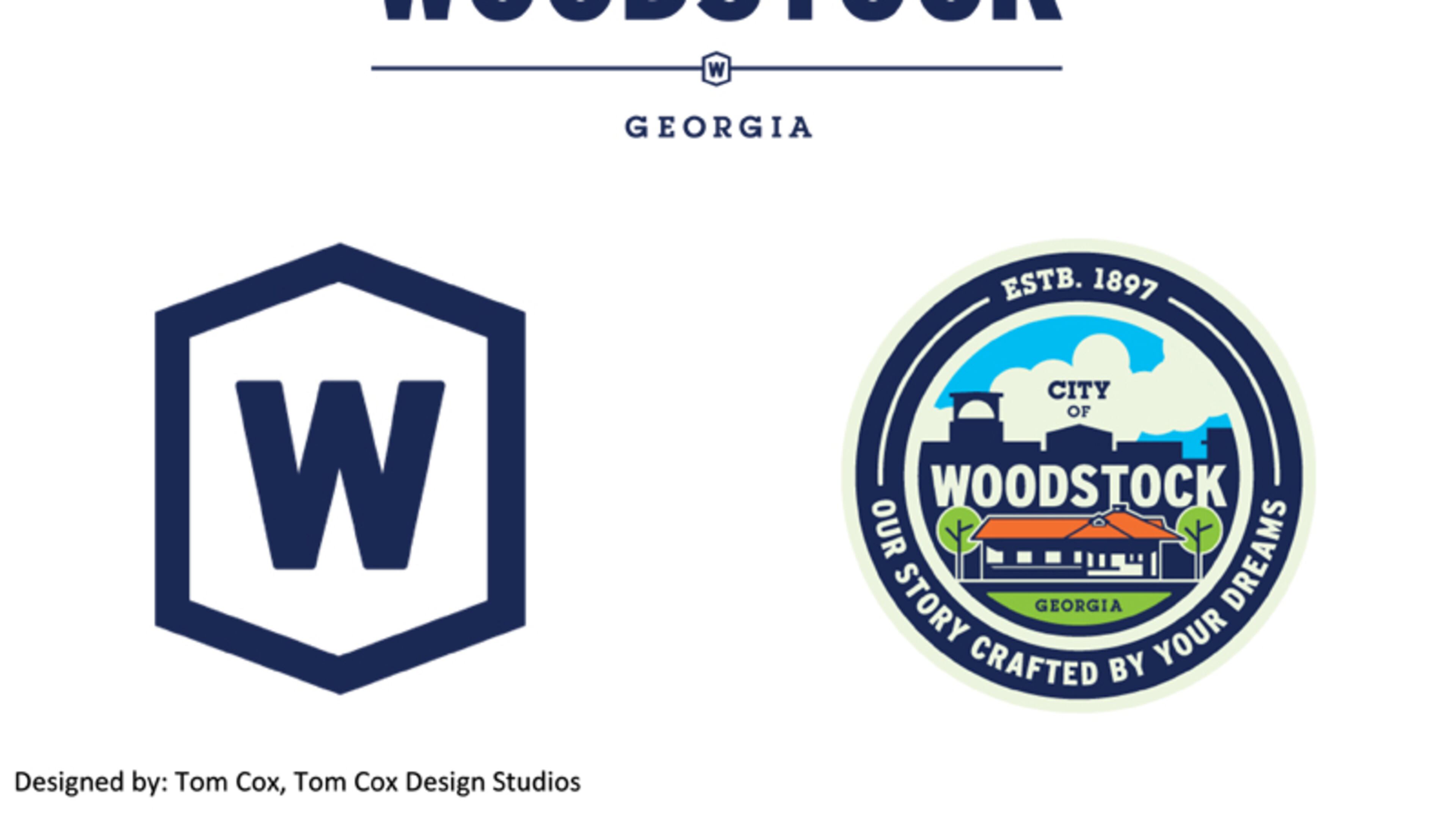 Woodstock is “rebranding” itself with a new icon (left) and city seal designed by Tom Cox Design Studios. CITY OF WOODSTOCK