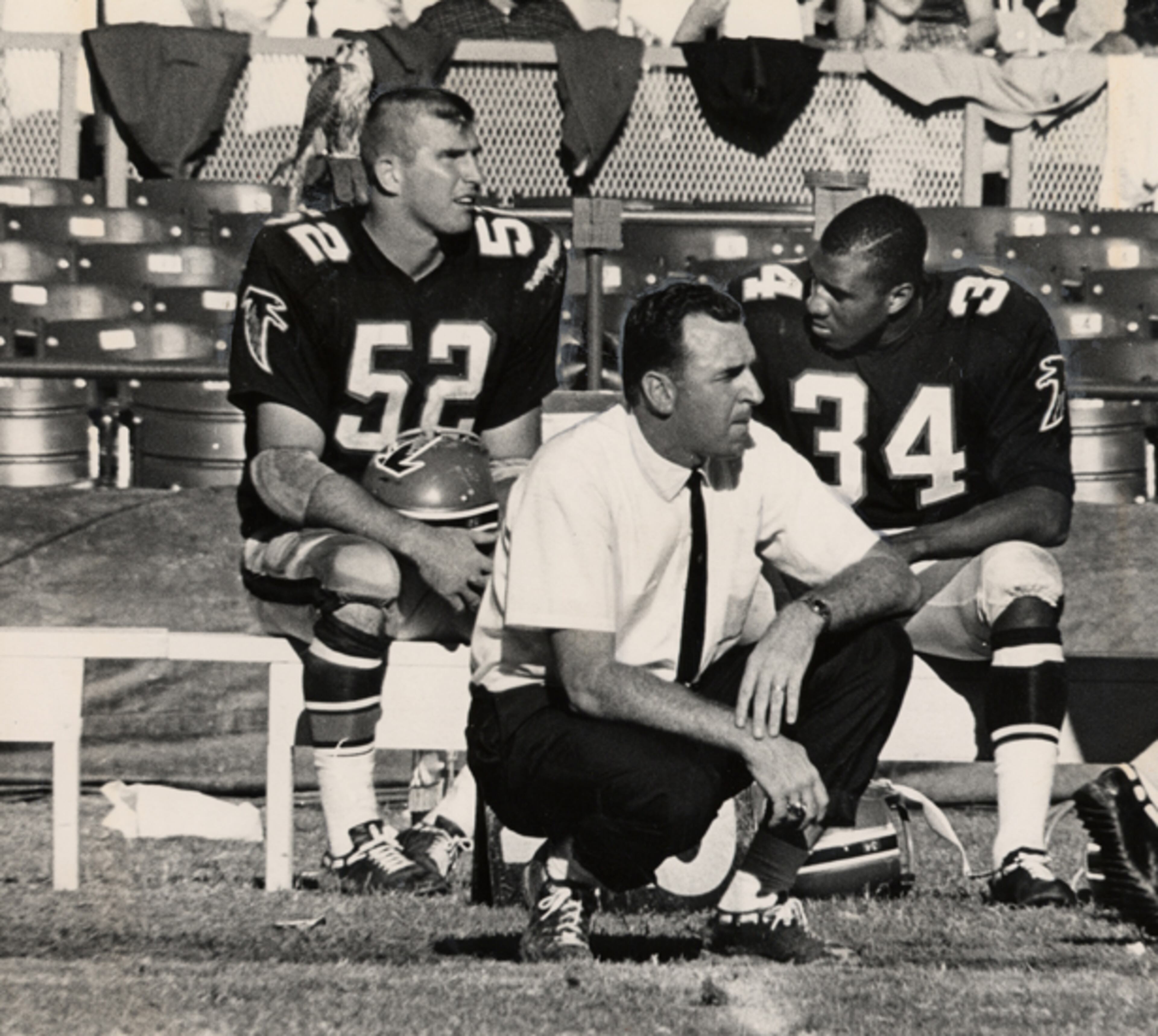 The Falcons opened their first season in the NFL in 1966. Behind coach Norb Hecker, the Falcons opened their inaugural season in the East Division with the likes of the Dallas Cowboys, Philadelphia Eagles, Cleveland Browns, St. Louis Cardinals, Washington Redskins, Pittsburgh Steelers and N.Y. Giants. In Week 9 (Oct. 16, 1966), the Falcons met the 49ers for the first time at Atlanta Stadium. The Falcons mustered 215 yards of total offense in a 44-7 losing effort. It was their sixth-straight loss that season, in which they went 3-11.