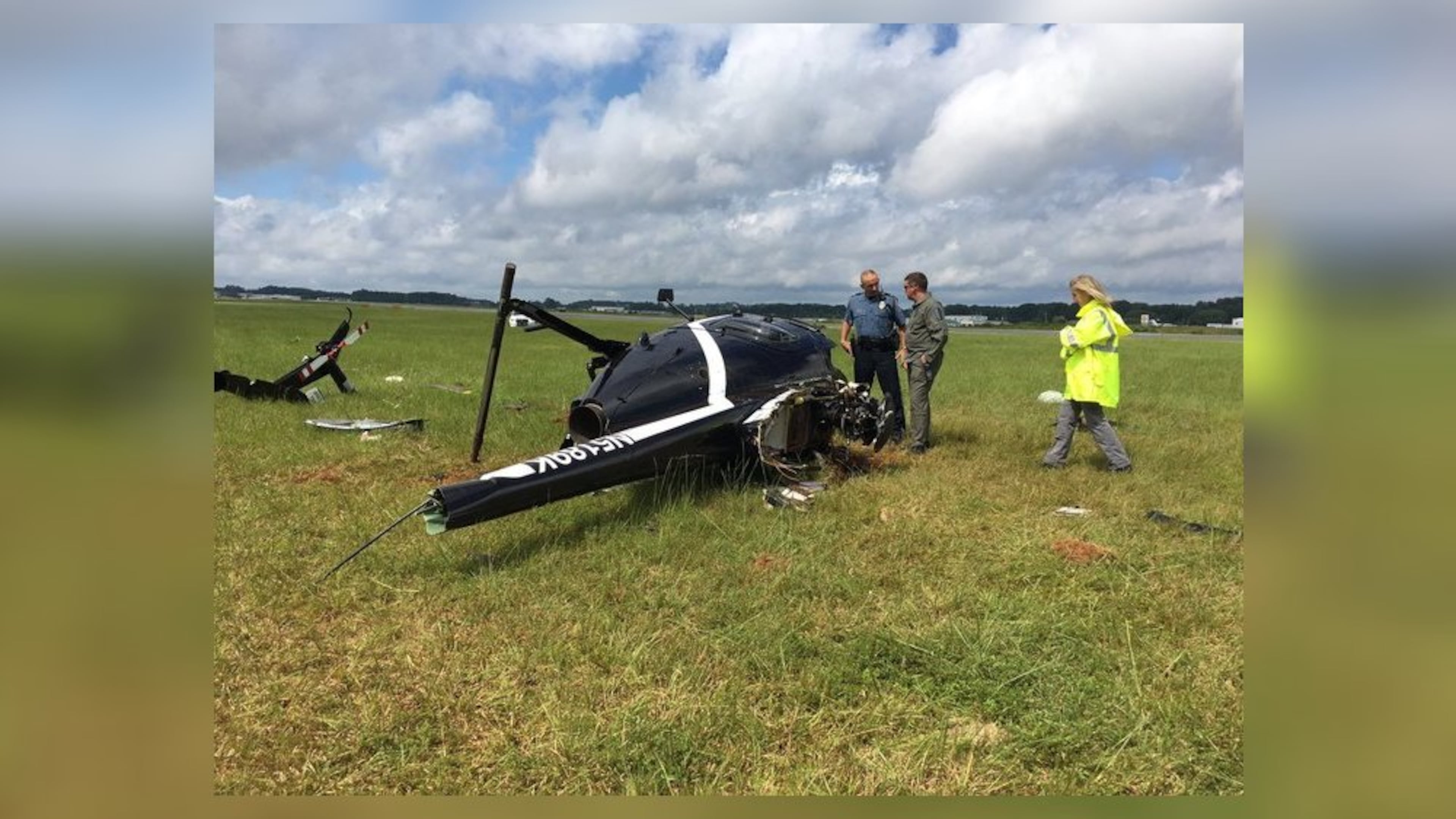 A police helicopter crashed Friday at Briscoe Field in Gwinnett County, officials said. (Credit: Gwinnett County Police Department)