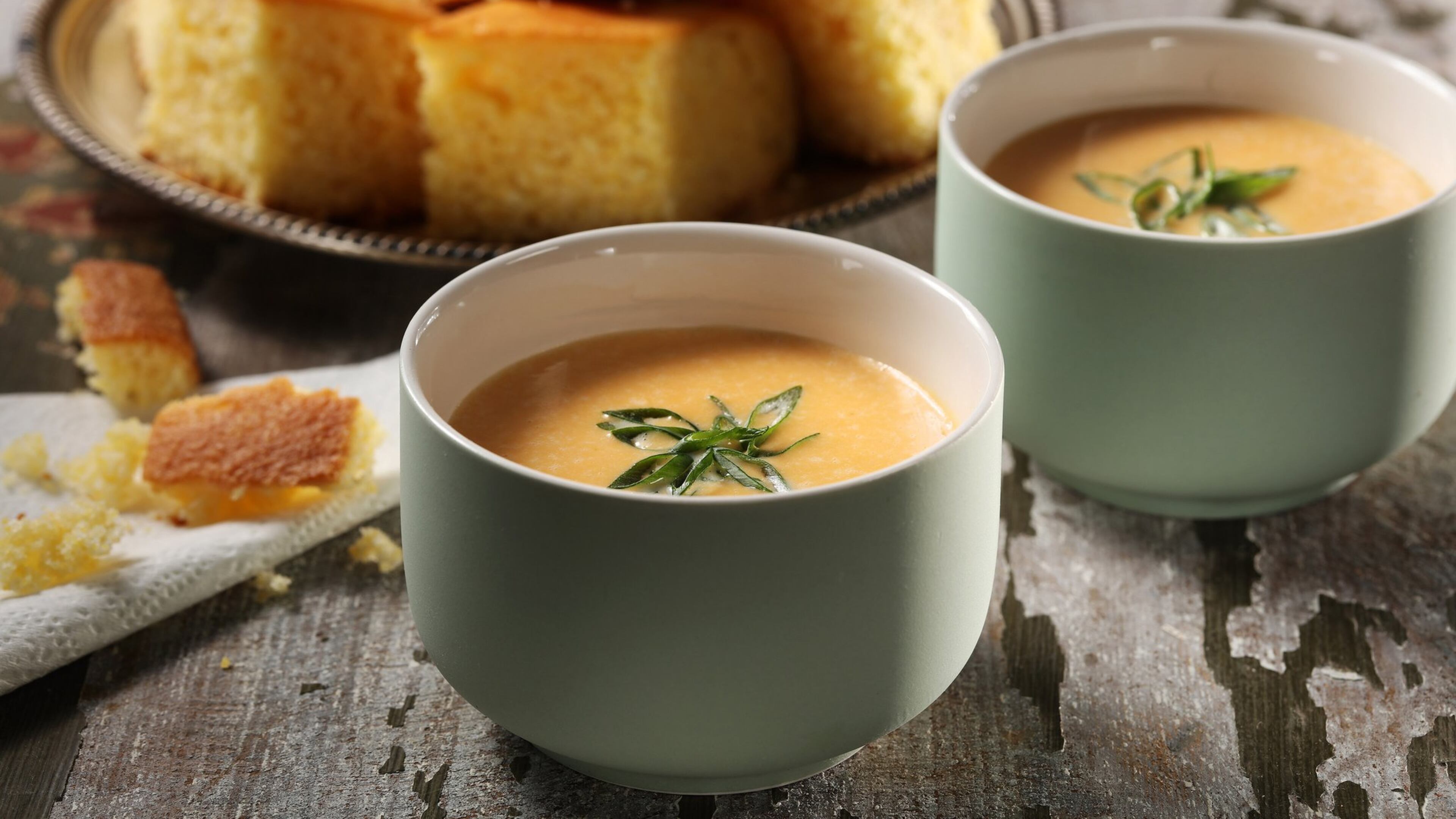 Sweet potatoes and leeks are backed up by milk, cayenne and plenty of butter in a silky smooth bisque, adapted from a recipe by Paul Fehribach of Big Jones. Food styling by Mark Graham. (Abel Uribe/Chicago Tribune/TNS)