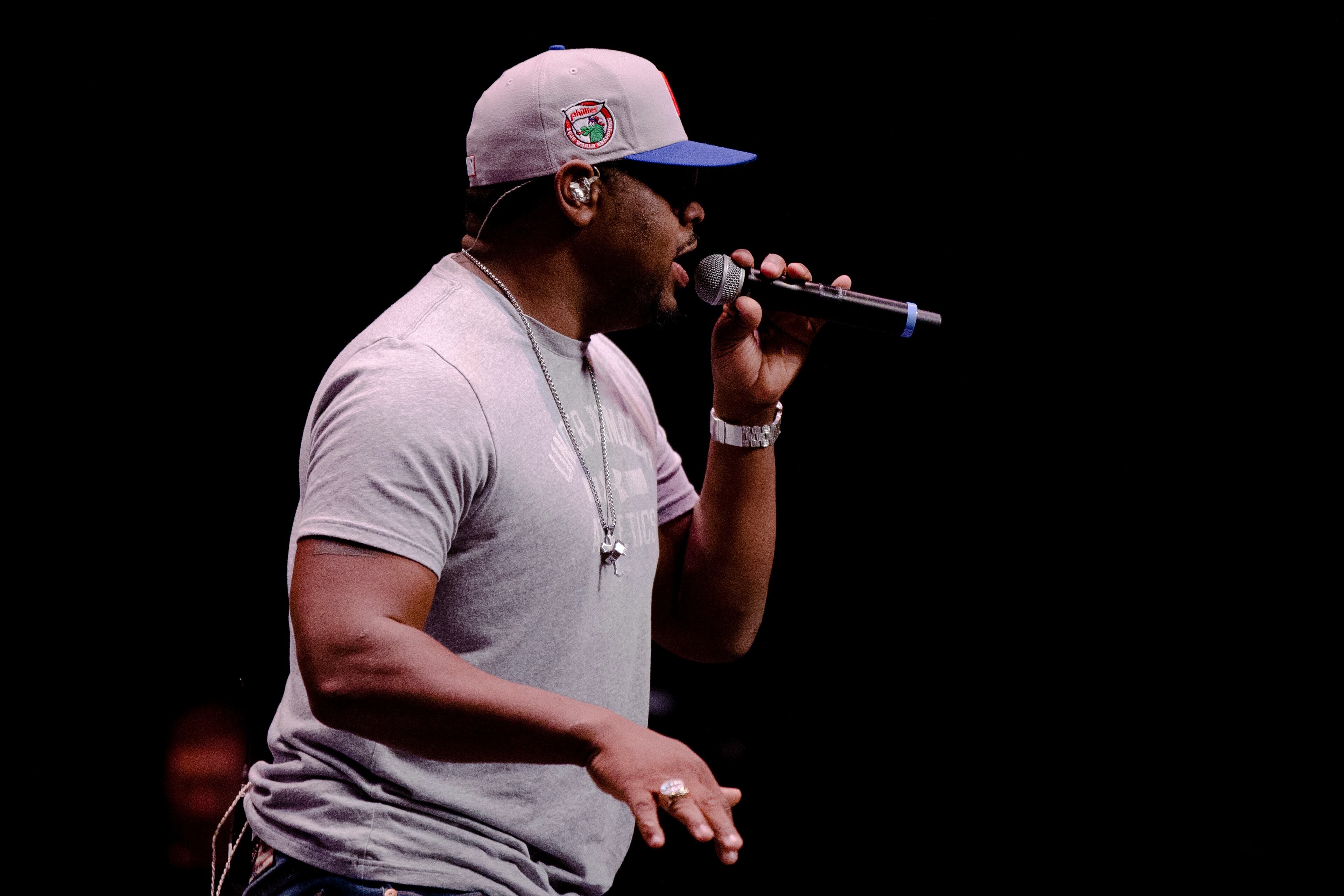 Nathan Morris of the musical group Boyz II Men, performs at his alma mater, Creative and Performing Arts High School, Tuesday, Oct. 14, 2014, in Philadelphia. The Grammy-winning R&B group, best known for '90s hits like "I'll Make Love To You" and "Motownphilly," is set to release their new album, "Collide," next week. (AP Photo/Matt Rourke)