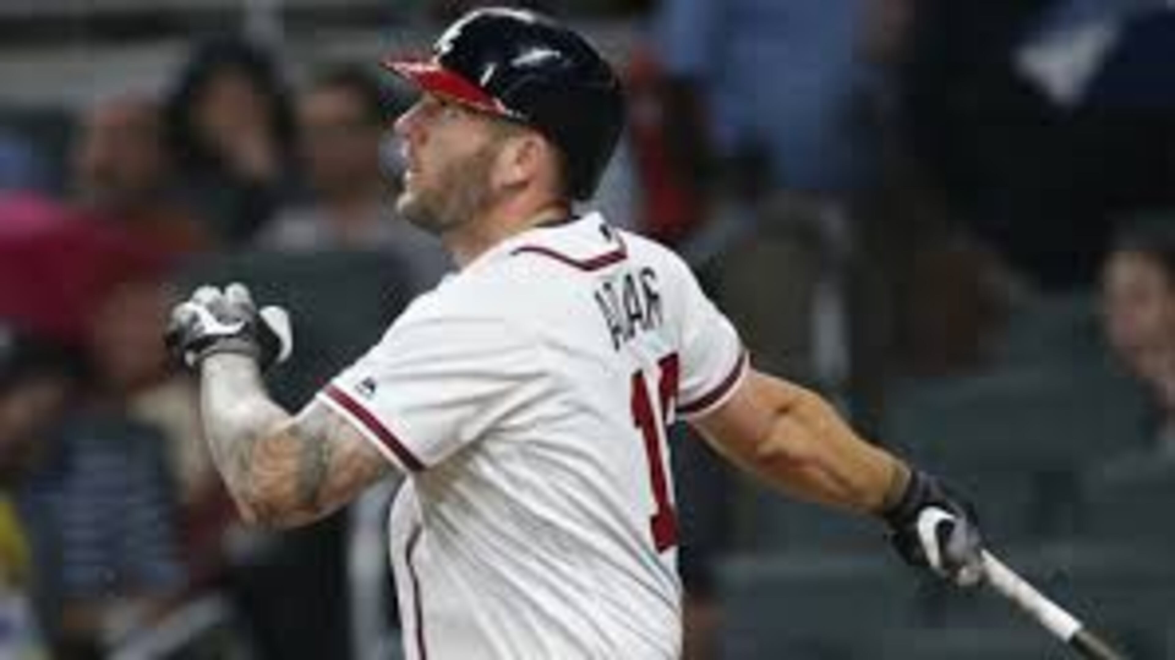 As good as Matt Adams has been since the Braves traded for him after Freddie Freeman got hurt, it makes some sense to trade him before the July 31 non-waiver deal deadline if a contender is willing to part with prospects or another piece that could help the Braves long-term. (AP photo)
