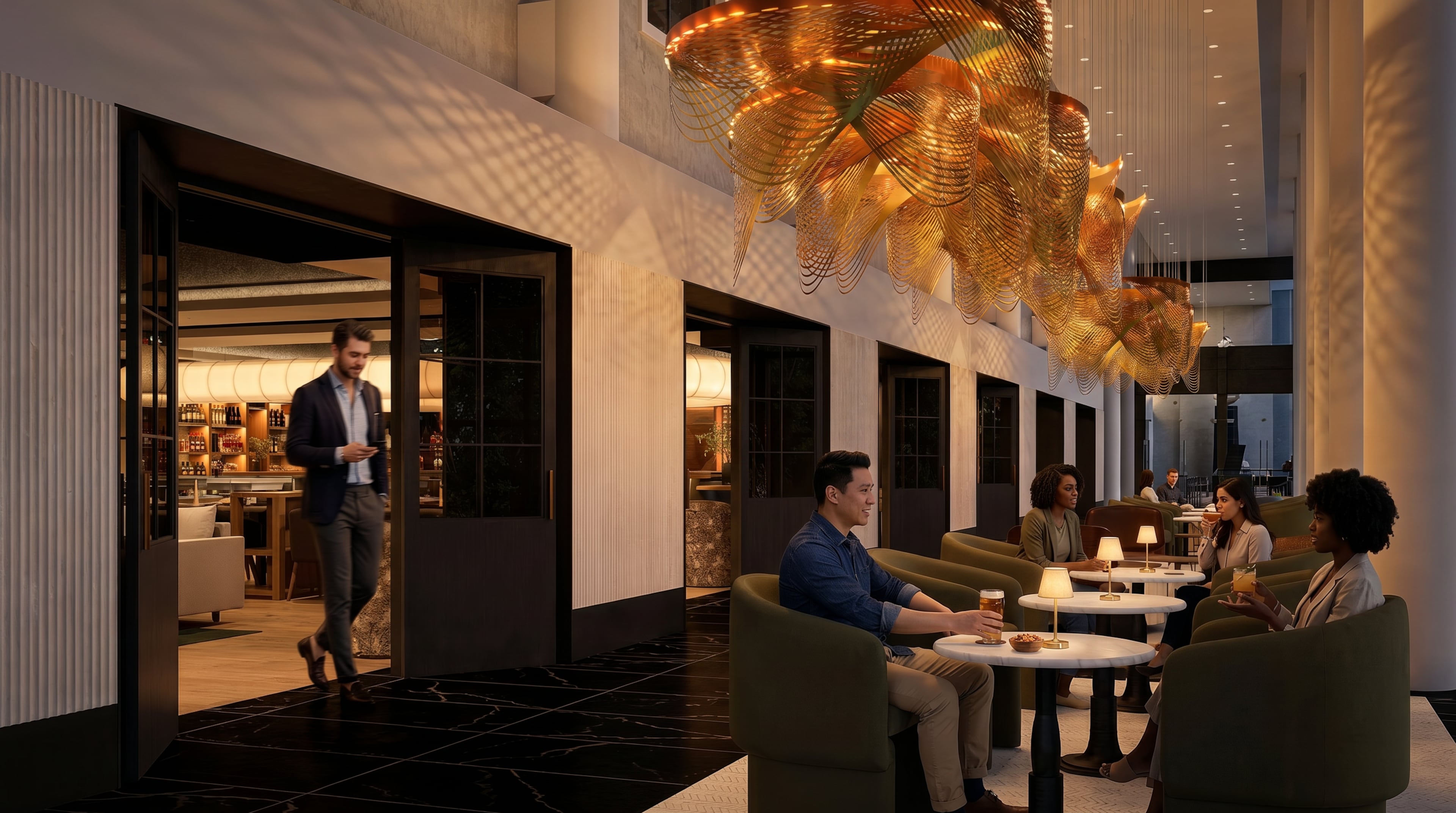 This is a rendering of planned retail and tenant-focused renovations to Bank of America Plaza, which comes after its owner invested $70 million to refresh Atlanta's tallest tower. (Courtesy of CP Group)