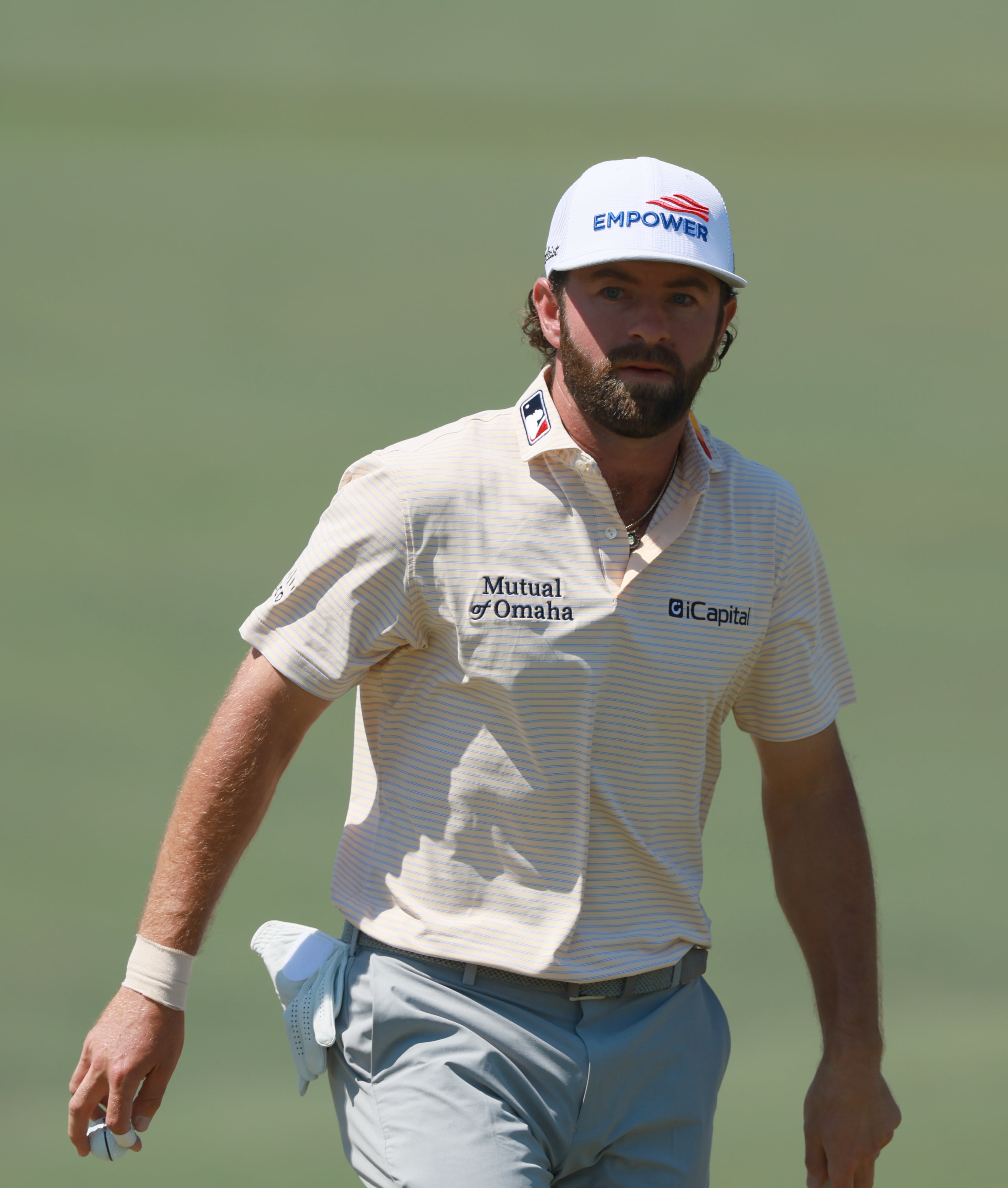 Cameron Young reacts to birdie putt on second hole during final round of the Masters, at Augusta National Golf Club, Sunday, April 12, 2026, in Augusta, GA (Jason Getz/AJC)