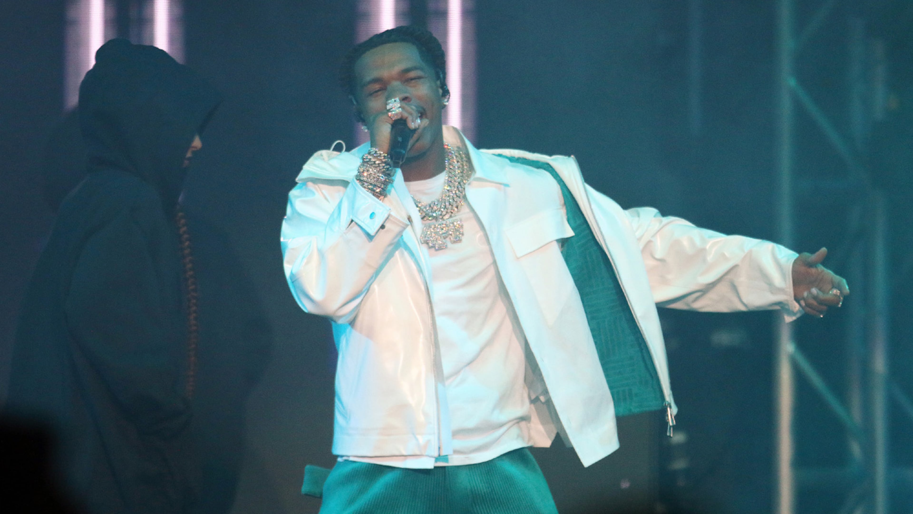 Atlanta native and Grammy nominee rapper Lil Baby brought bhis Back Outside Tour to sold out State Farm Arena on Sunday, December 12, 2021. Robb Cohen for the Atlanta Journal-Constitution