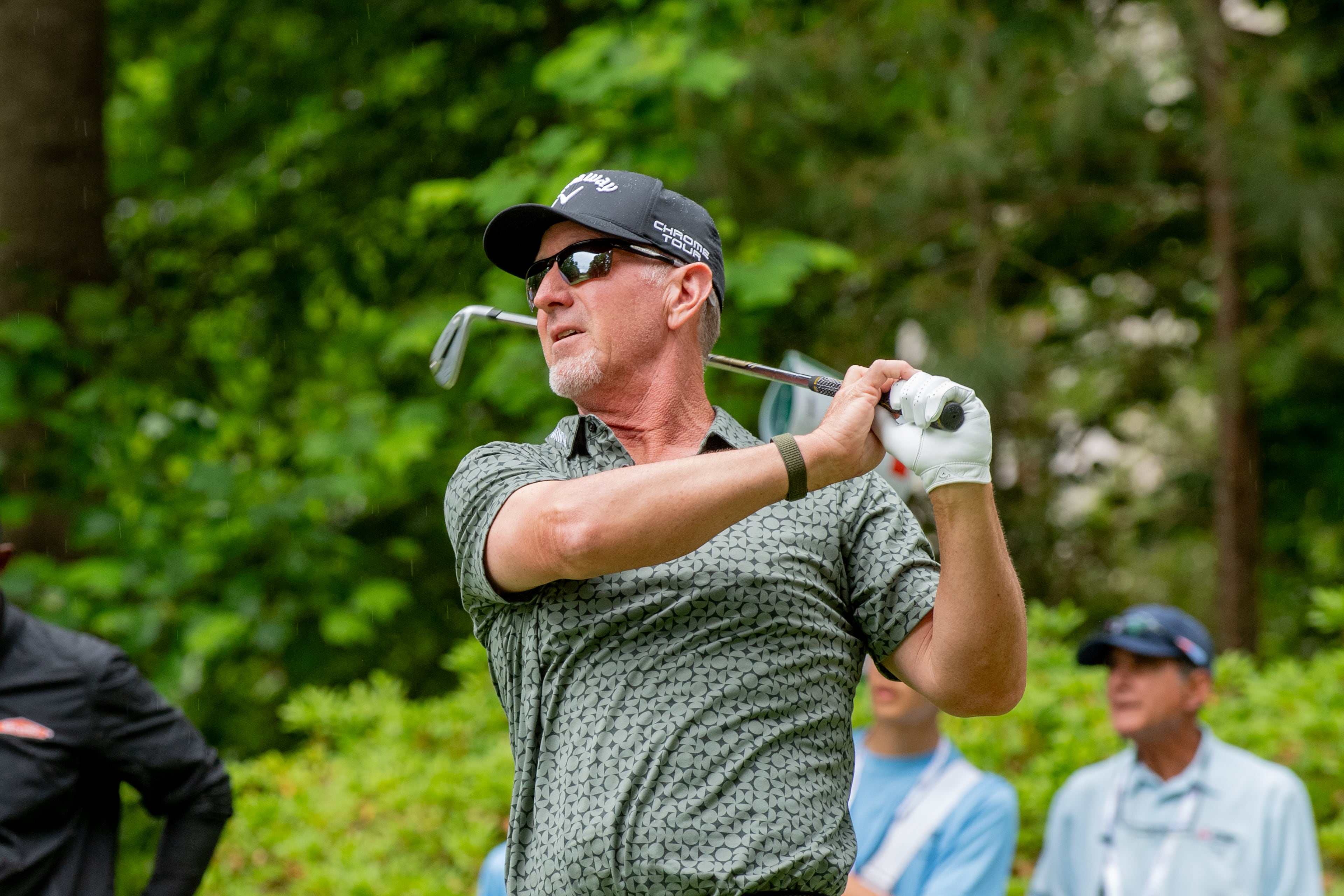 Former Georgia Tech All-American David Duval tees off in the second round of the Mitsubishi Electric Classic at TPC Sugarloaf in Duluth on Saturday, April 25, 2026. (Courtesy of David King)