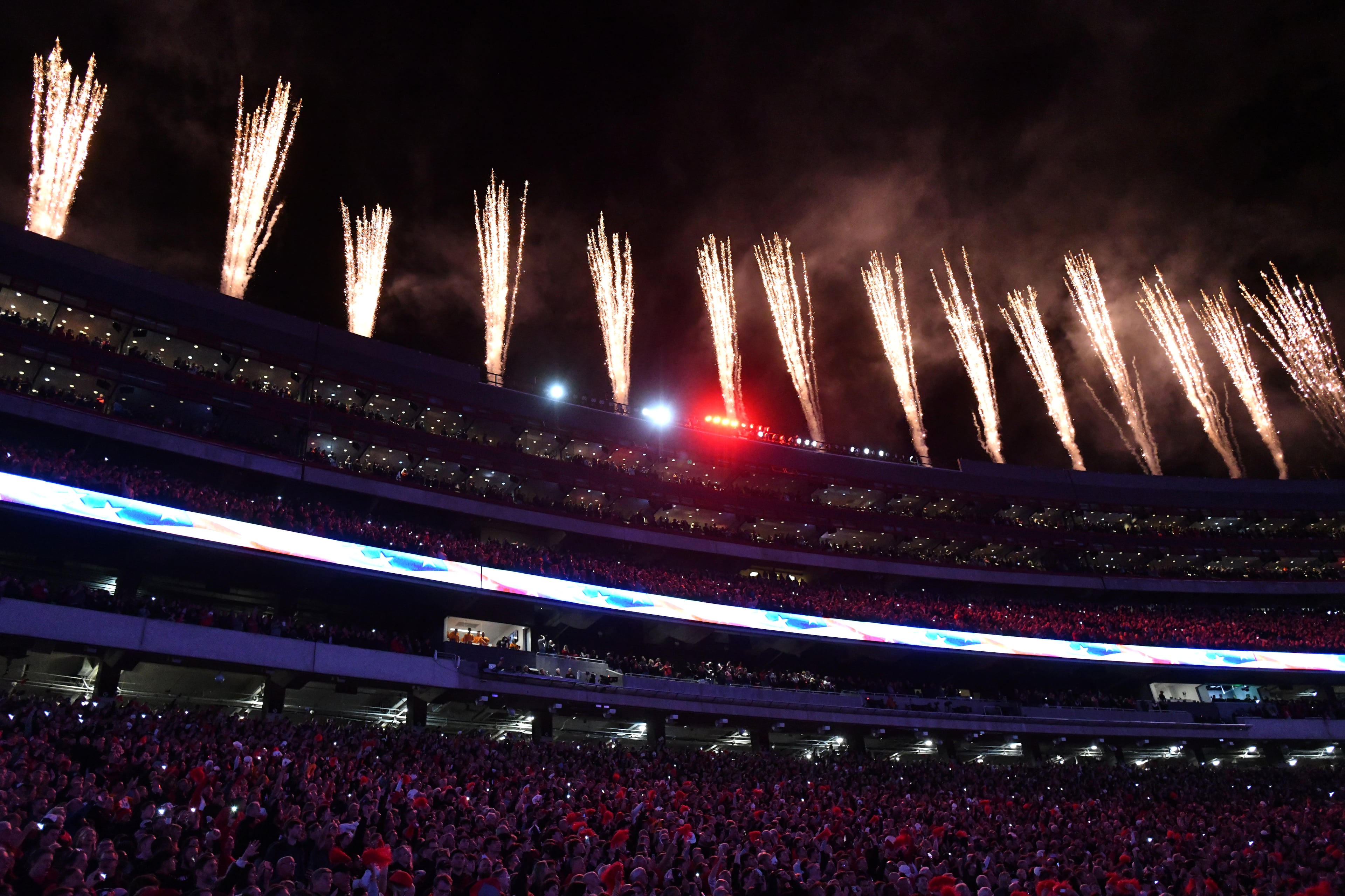 Georgia fans cheer before an NCAA football game between Georgia and Tennessee at Sanford Stadium, Saturday, November 16, 2024, in Athens. (Hyosub Shin / AJC)
