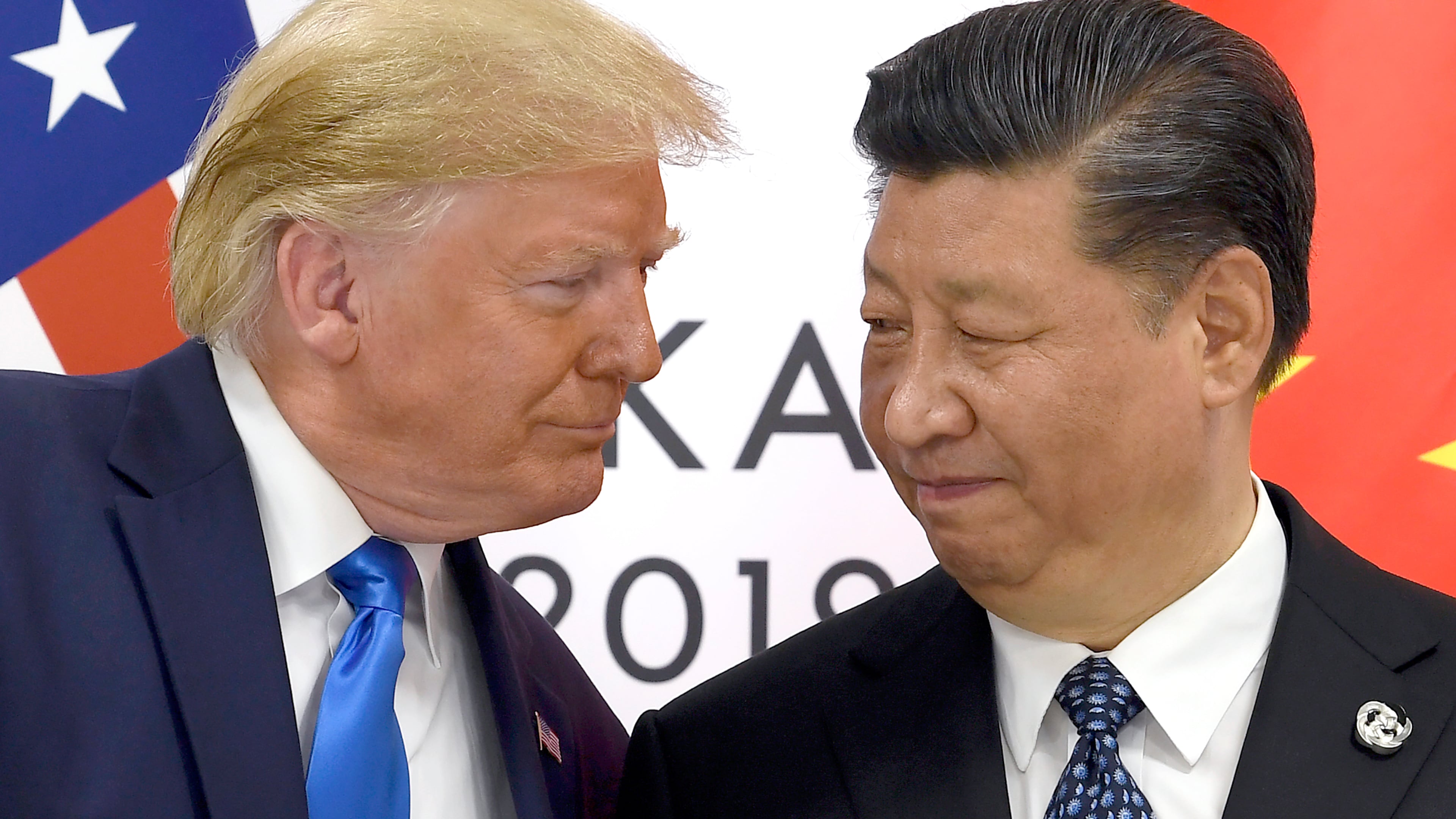 FILE - President Donald Trump, left, meets with Chinese President Xi Jinping during a meeting on the sidelines of the G-20 summit in Osaka, Japan, June 29, 2019. (AP Photo/Susan Walsh, File)
