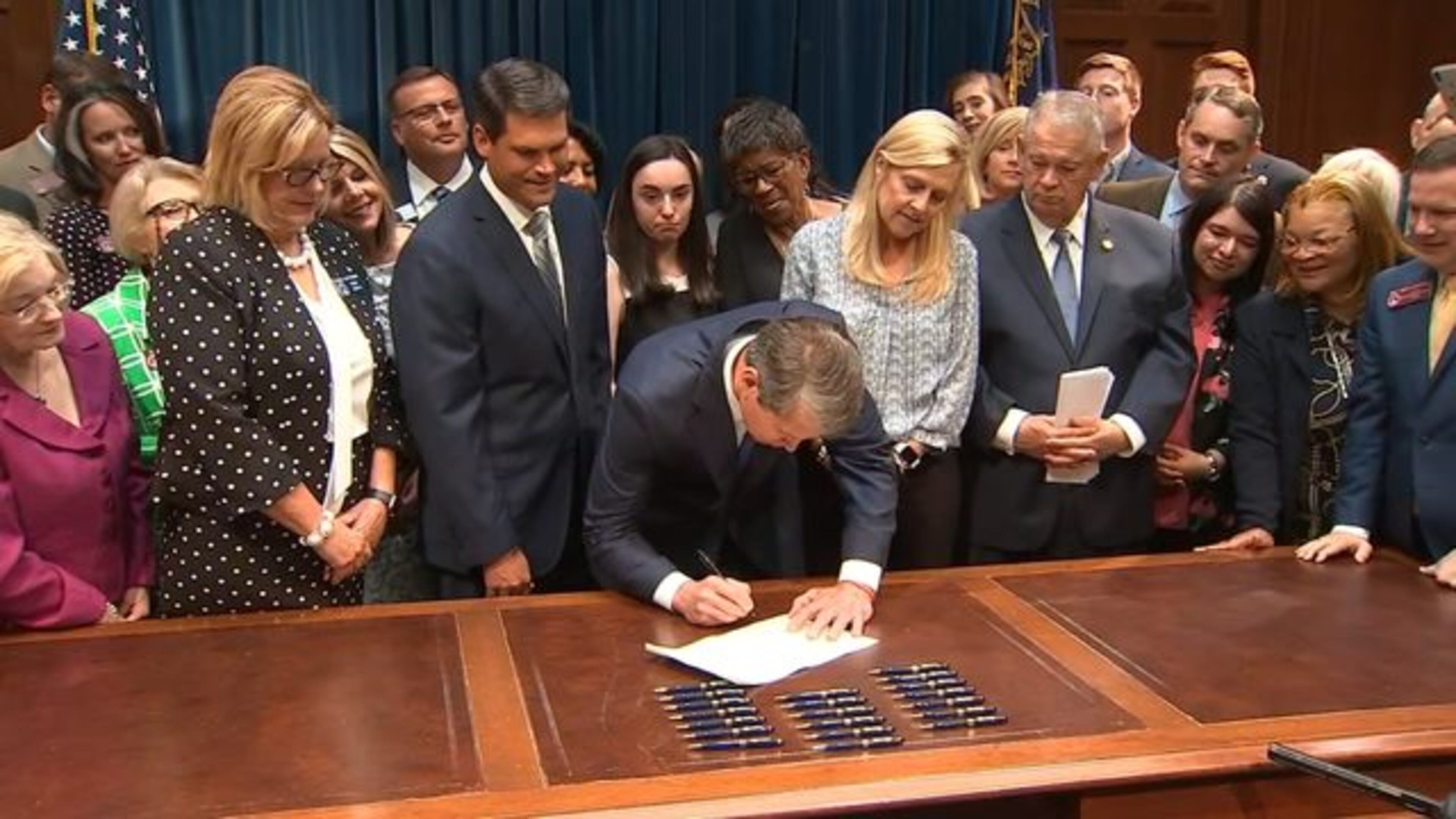 Georgia Gov. Brian Kemp signed a heartbill bill, but the bill later was blocked by U.S. District Judge Steve Jones.