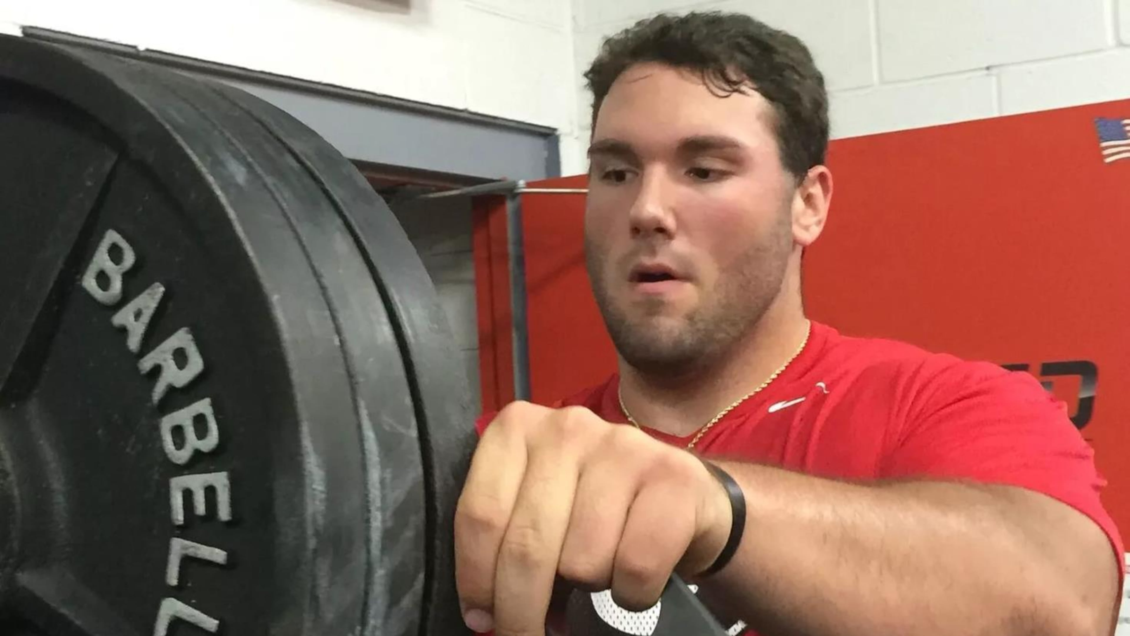 Rhode Island transfer Tyler Catalina, seen here at a weight room back home in Massachusetts, hopes to become Georgia's second straight immediate one-year transfer.