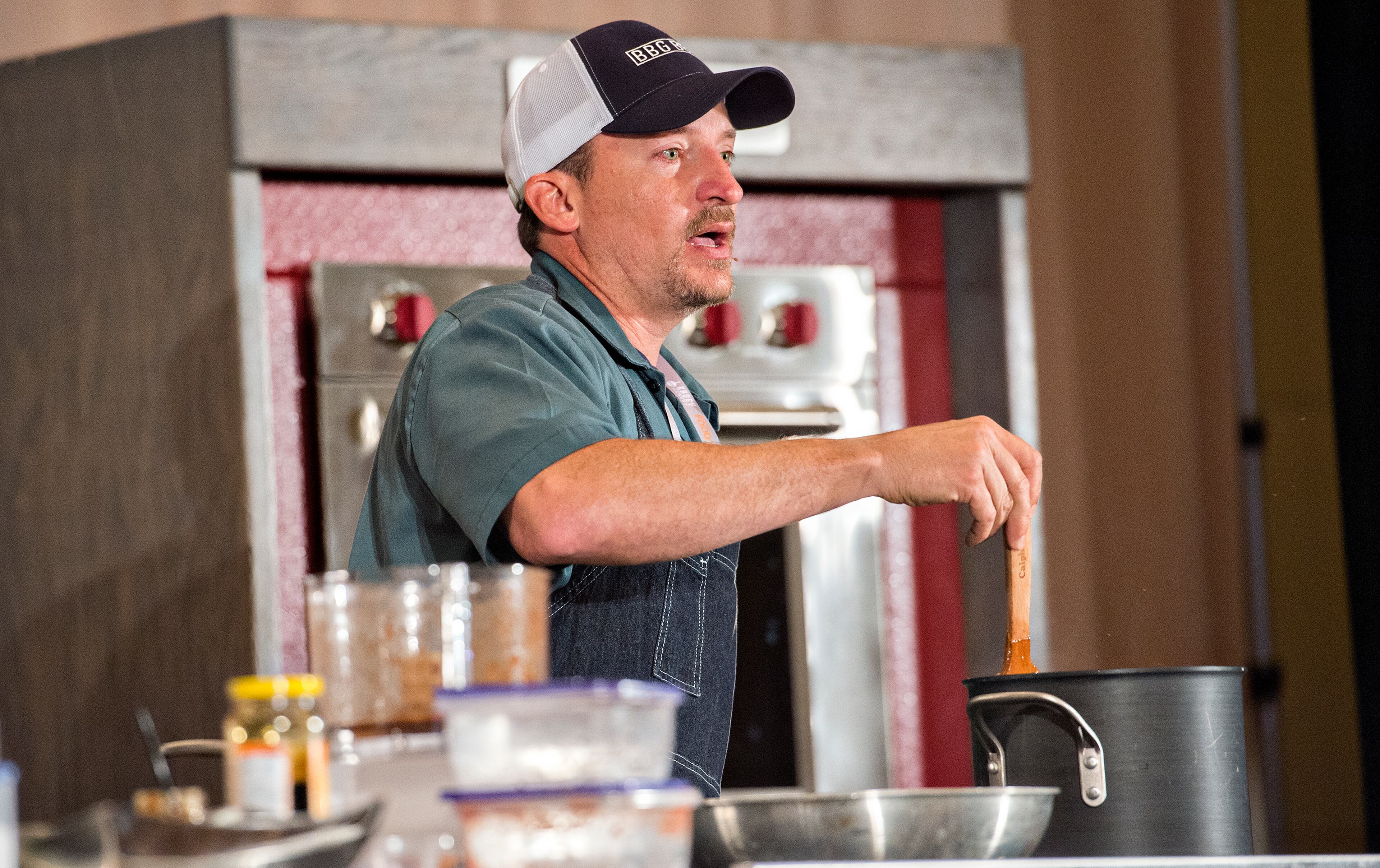 May 30, 2015 Atlanta - Chef Chris Lilly stirs a pot of gumbo during the Atlanta Food & Wine Festival at Loews Atlanta Hotel in Midtown on Saturday, May 30, 2015. Thousands of people tasted food and beverages prepared by chefs, brewers, distillers, wine makers and cocktail connoisseurs from all over the country. JONATHAN PHILLIPS / SPECIAL