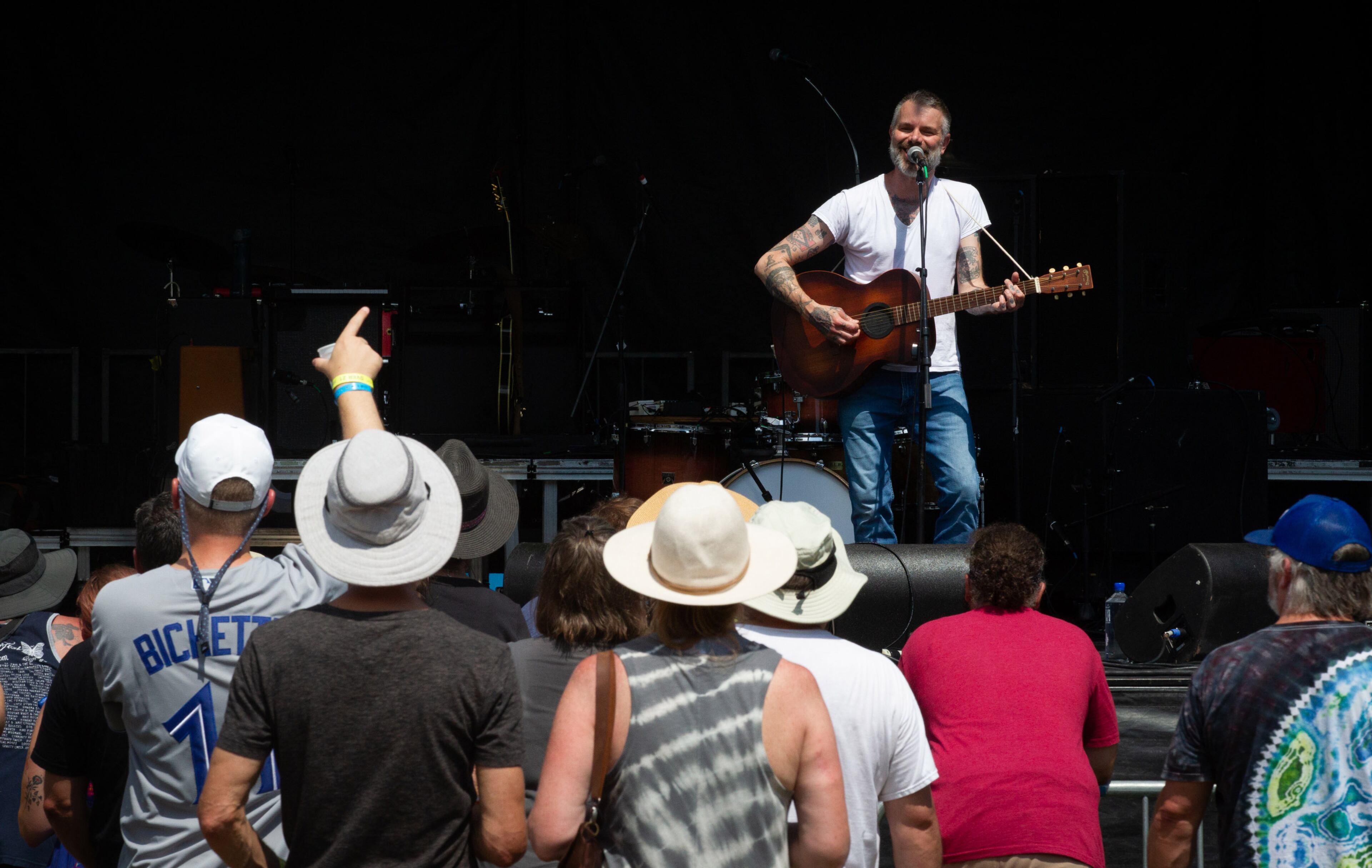 Singer, songwriter and frontman for the alt-country band Lucero, Ben Nichols entertains the crowd during the Lost Art Music Festival in Douglasville on Saturday, June 12, 2021. STEVE SCHAEFER FOR THE ATLANTA JOURNAL-CONSTITUTION