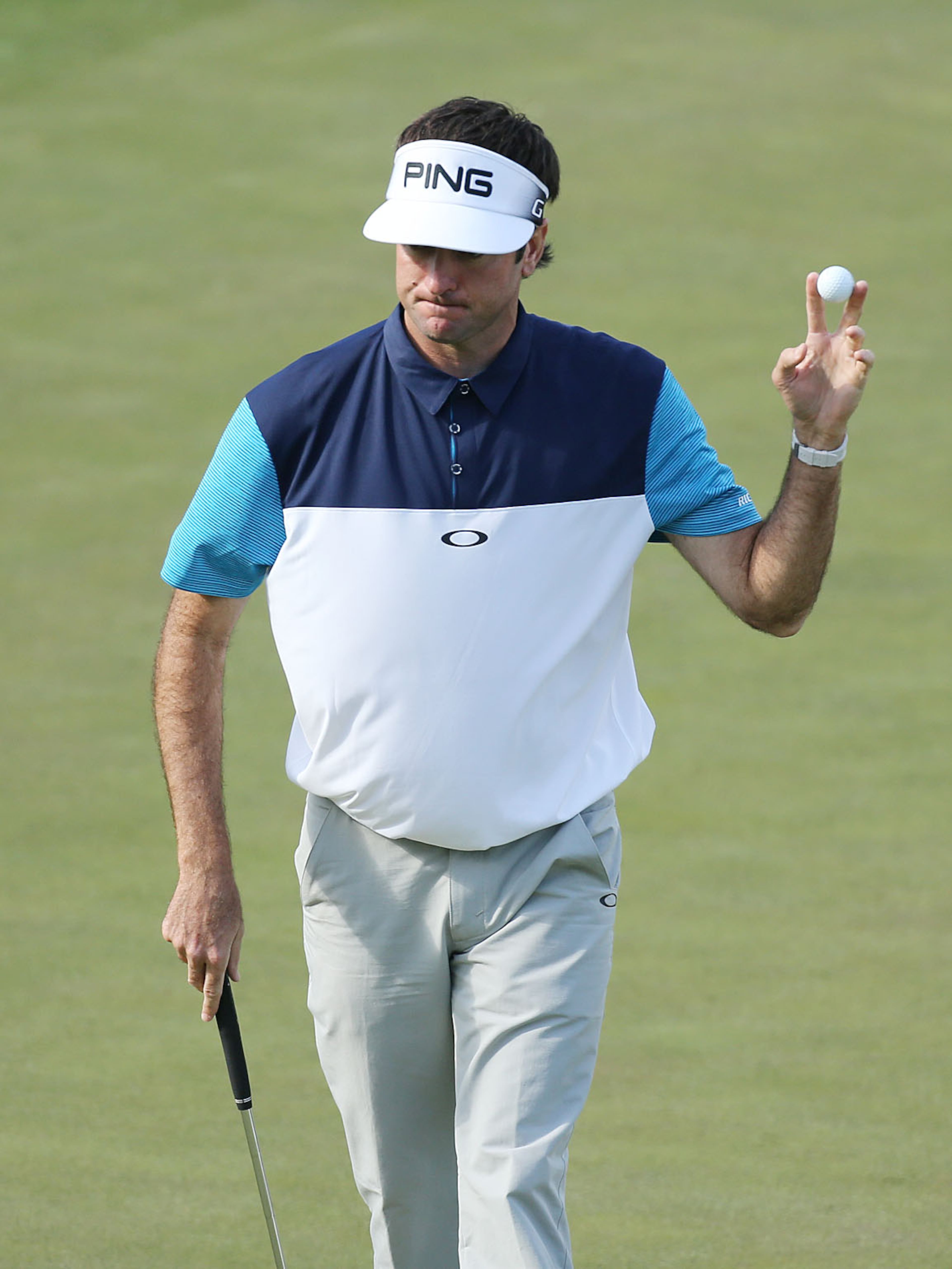 APRIL 7, 2016 AUGUSTA Bubba Watson reacts following his bogie on the 15th green. Photos from the first round of the Masters Golf Tournament, at the Augusta National Golf Club, Thursday, April 7, 2016. CURTIS COMPTON/CCOMPTON@AJC.COM