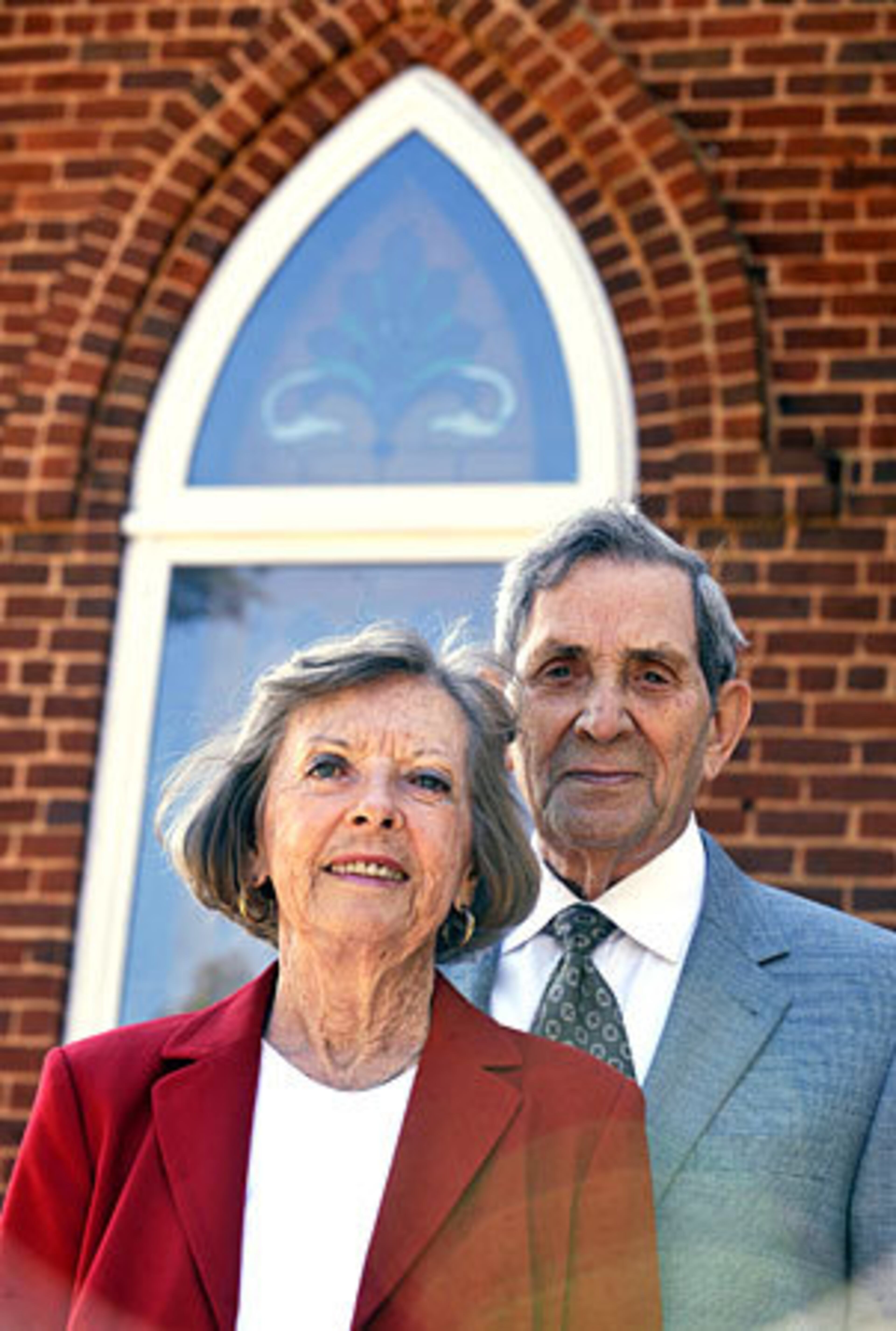 Doris and Roy Brady, shown here Sunday, October 3, 2010, in front of Acworth Presbyterian Church, were extras in the remake of Footloose.