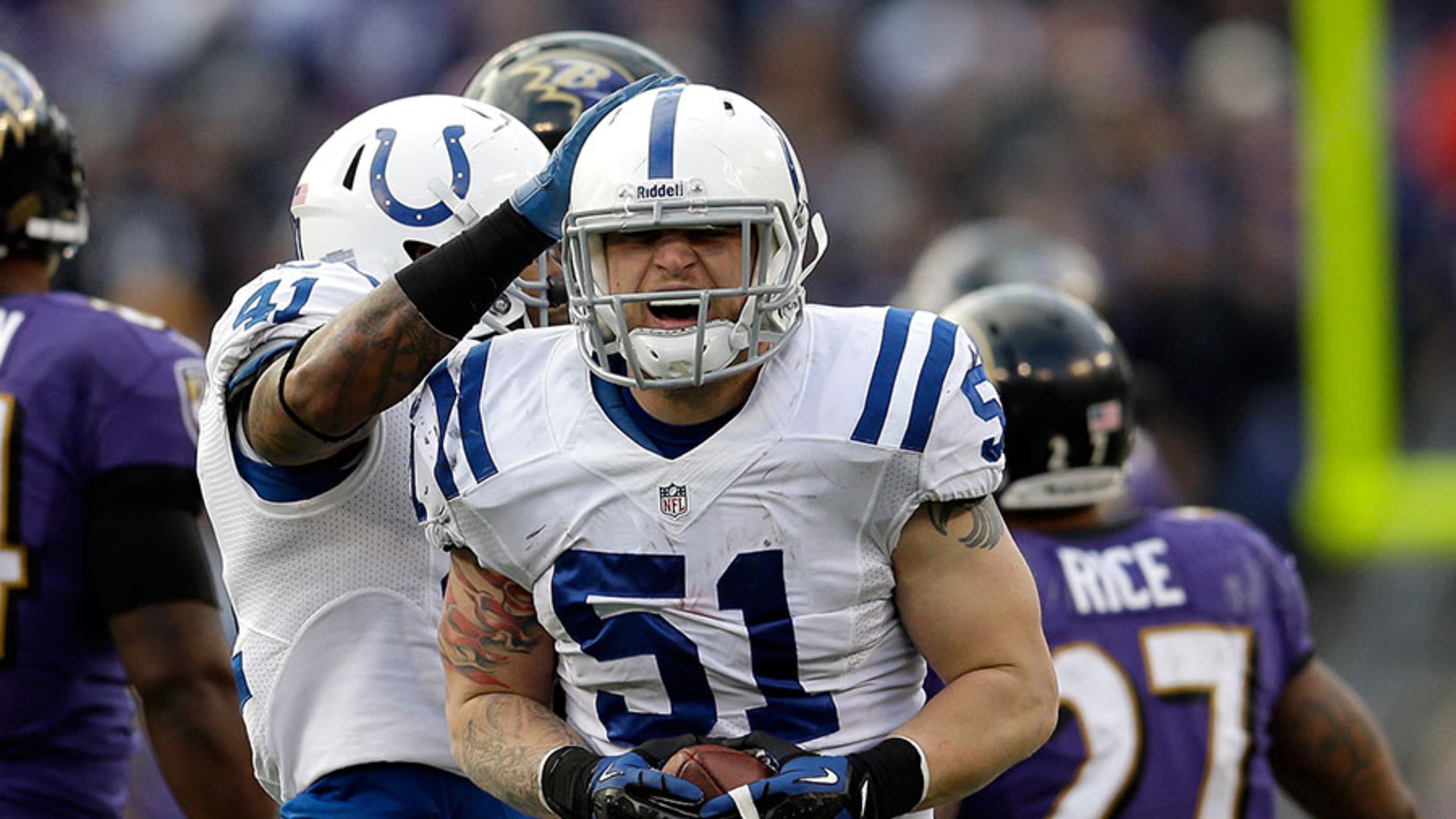 Linebacker Pat Angerer has played in 54 games and made 39 starts with the Colts.