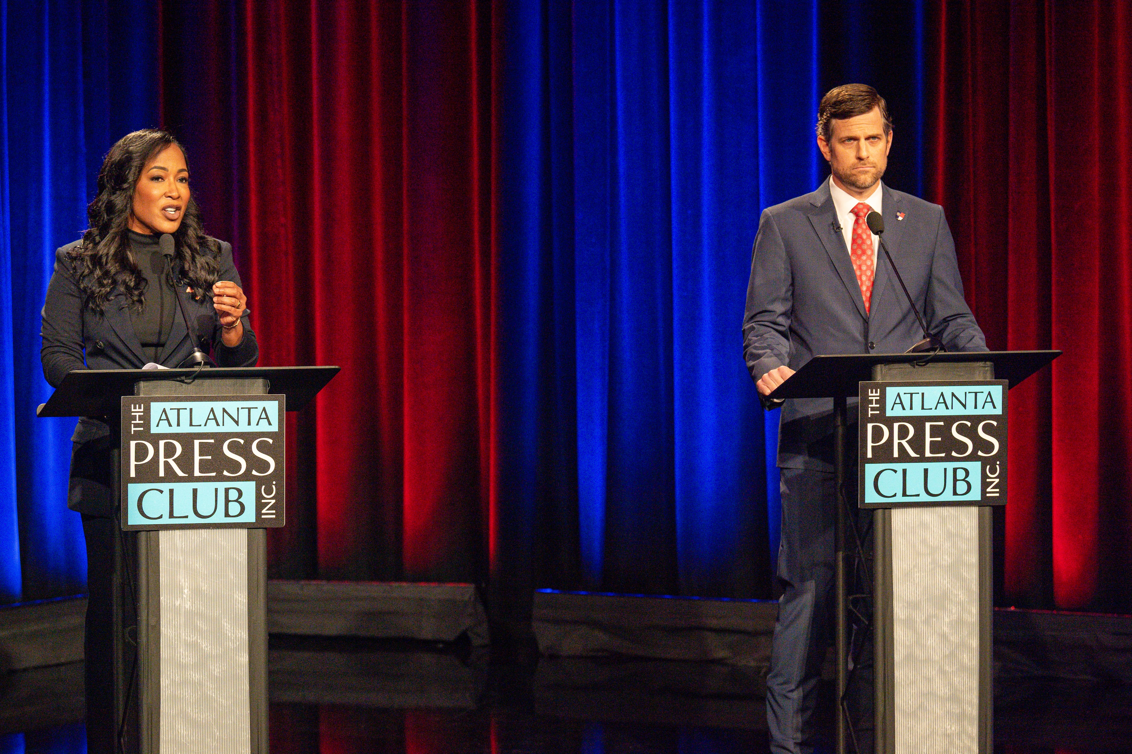 Atlanta Press Club General Election Debates: Candidates for attorney general (left to right) Tanya Miller and Brian Strickland. Debates were held at GPB. (Pool photos by J Glenn Photography)