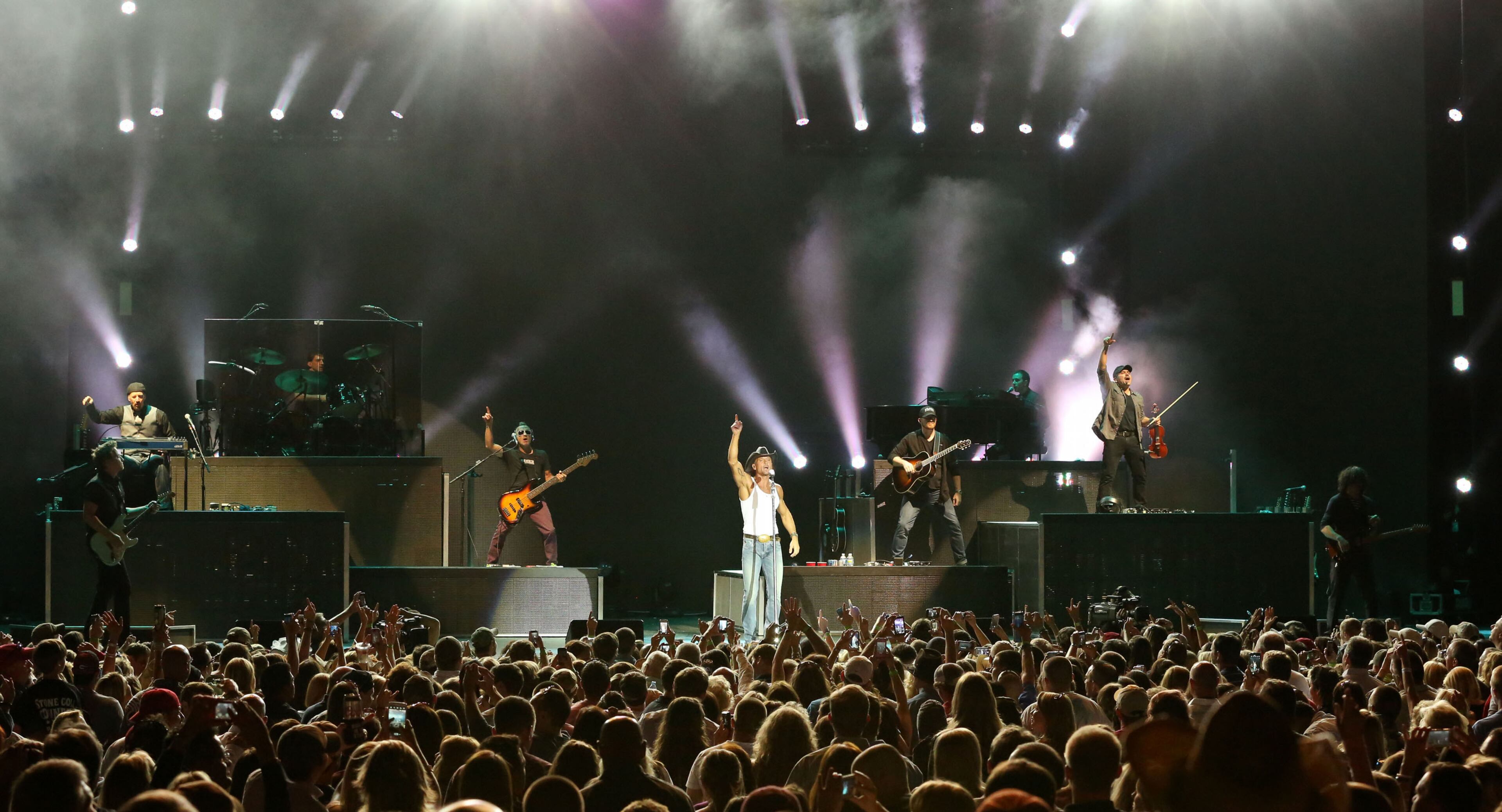 Country star Tim McGraw, brought his Two Lanes of Freedom Tour to Aaron's Amphitheatre at Lakewood in Atlanta Sunday, May 13, 2013. McGraw has sold more than 40 million albums in the U.S., won three Grammys, 14 Academy of Country Music awards, 11 Country Music Association awards, 10 American Music Awards, and three People's Choice Awards. His Soul2Soul II Tour with wife Faith Hill is the highest grossing tour in country music history, and one of the top five among all genres of music.