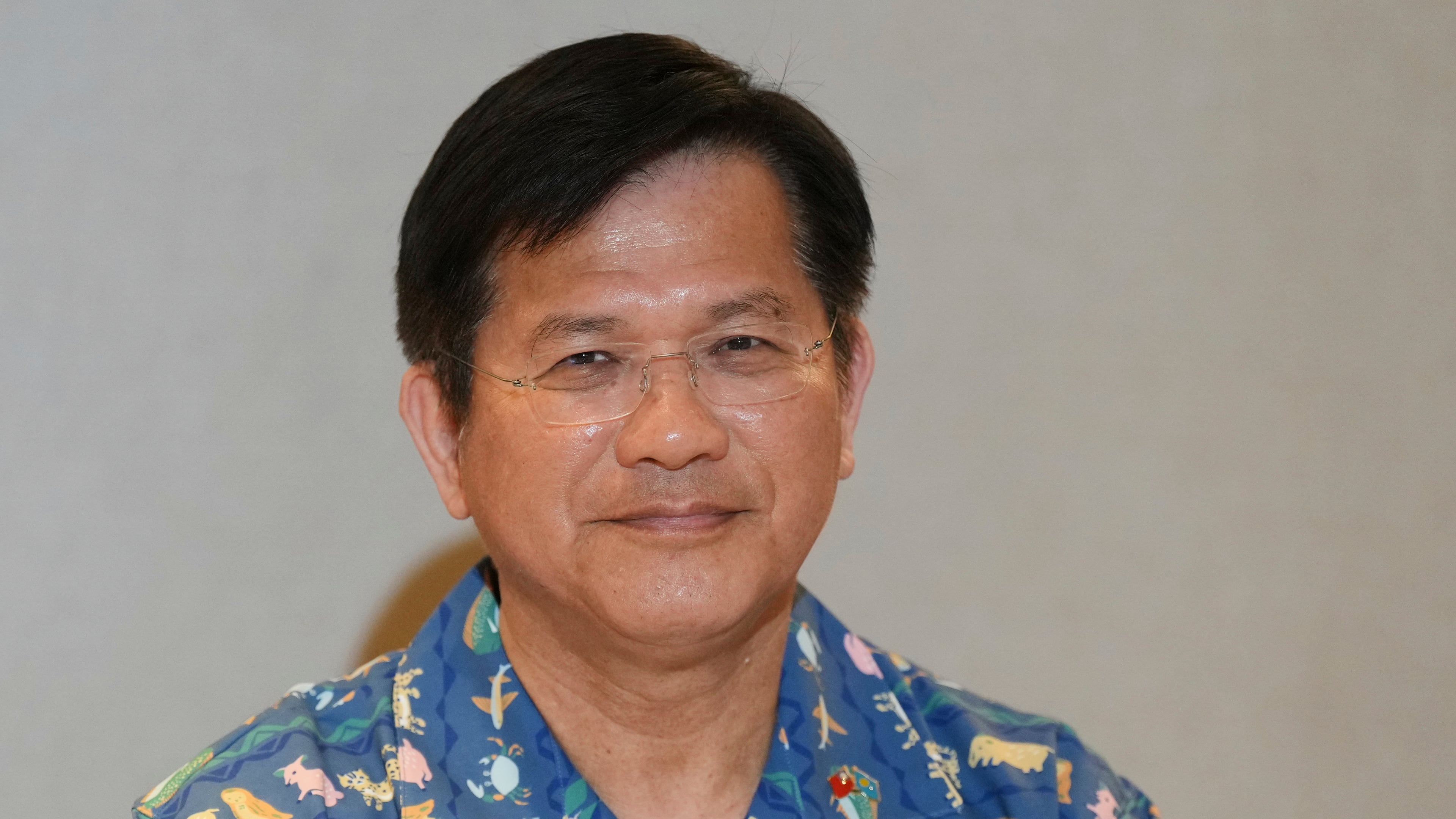 Taiwan's Foreign Minister Lin Chia-lung speaks to reporters during the Pacific Islands Forum Leaders Meeting in Koror, Palau, Tuesday, Sept. 1, 2026. (AP Photo/Charlotte Graham-McLay)