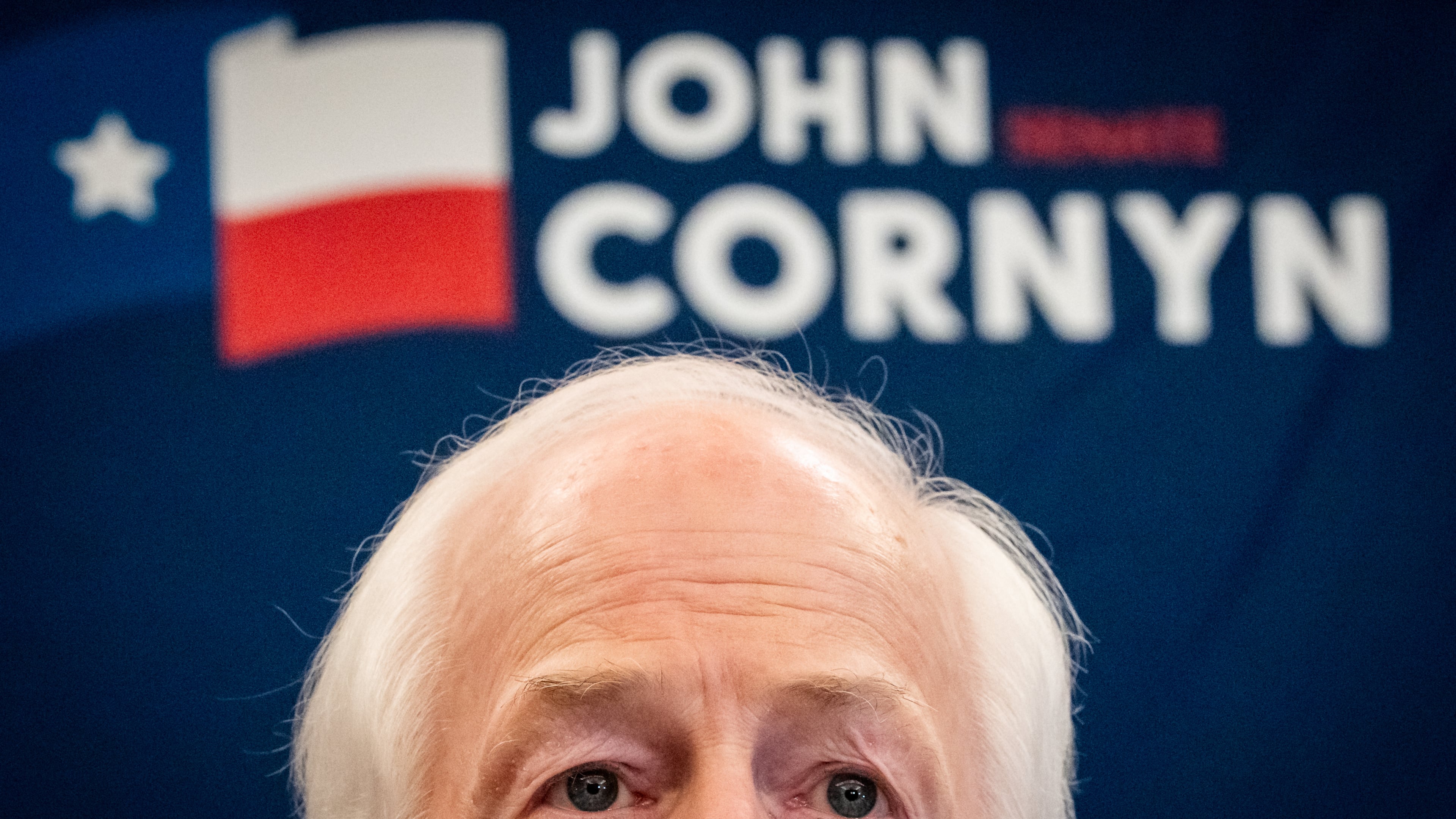 Sen. John Cornyn, R-Texas, speaks to the media Tuesday, March 3, 2026, in Austin. (Sara Diggins/Austin American-Statesman via AP)